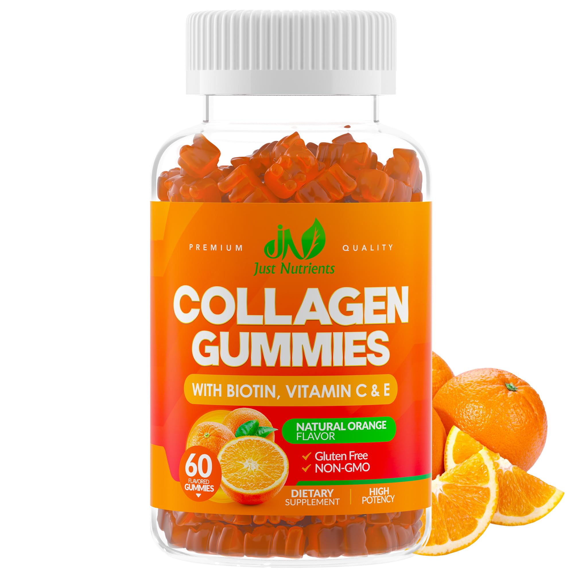 Collagen Peptides Gummies with Biotin Vitamin C E for Women Men - Premium Hydrolyzed Collagen Type I III
