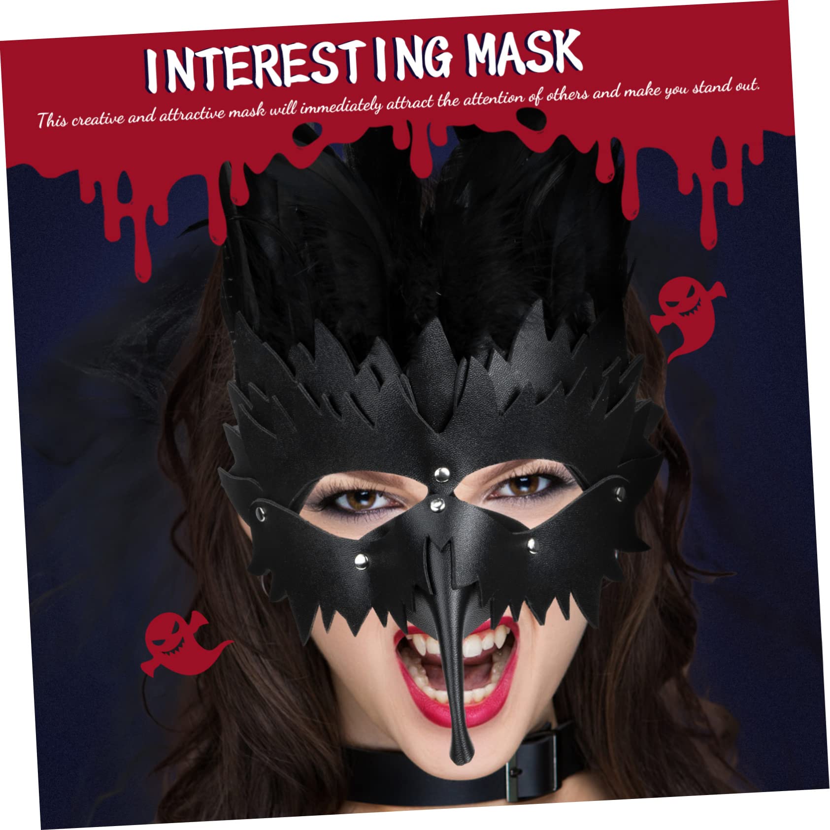 LIFKOME 4 Pz Maschera a Becco Punk Gotici Maschera Per Esterno Maschera Da Festa Di Halloween Maschera Decorativa Decorazione Esterna Arredamento Del Ballo Di Fine Anno Pelle Black
