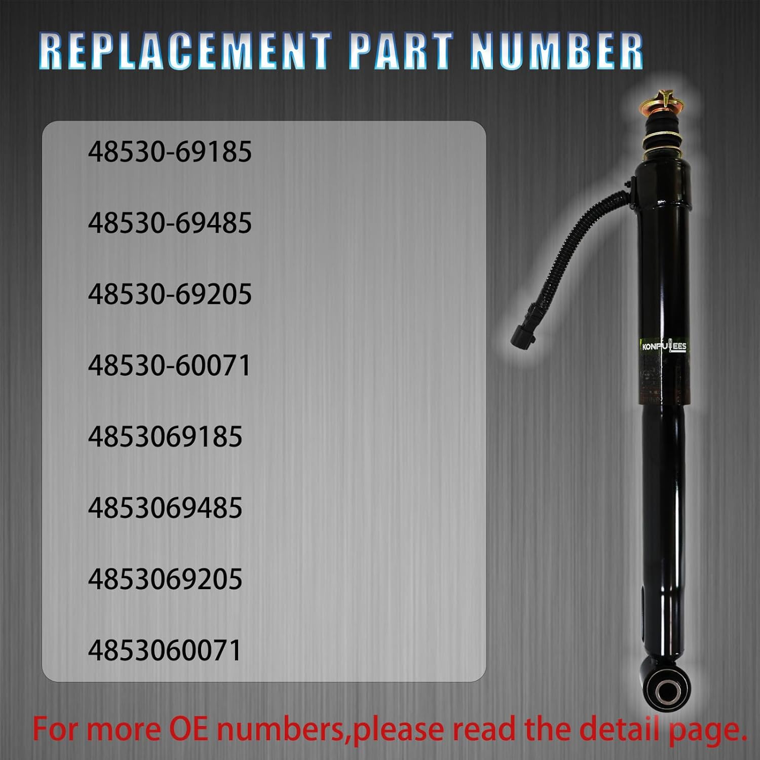 48530-69485 2PCS Rear Air Shock Absorbers Strut with Sensor .Compatible with Lexus GX470 4.7L 2003-2009 Toyota Land Cruiser Prado 120 2002-2009.Replacement OE for 48530-69185, 48530-69205