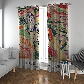 HOBBOY Colorful Graffiti Blackout Curtains Matisse Painting Art Window Curtains Watercolor Darkening Privacy Curtains for Bedroom Living Room 2X W38xL63in