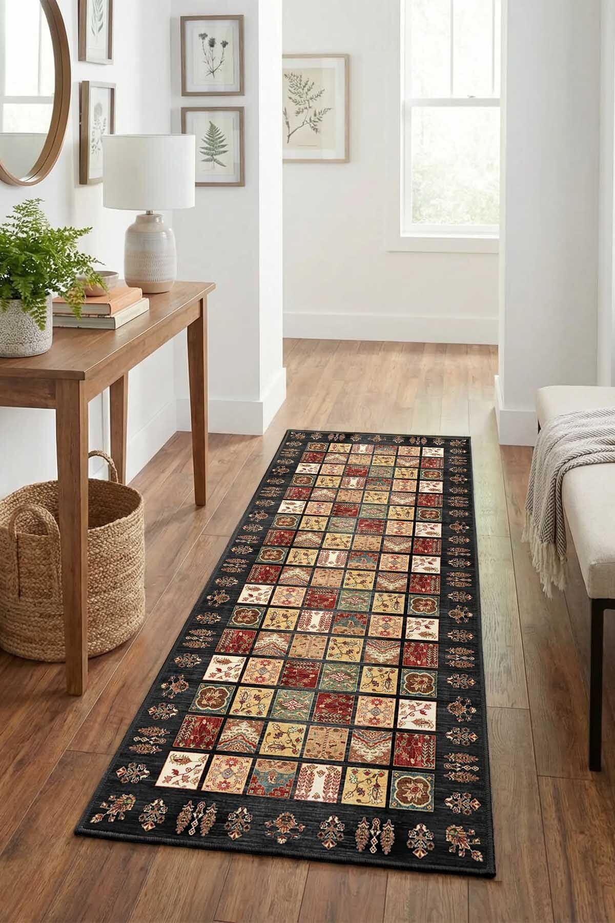 Monnhein Vizon Yolluk 1610 - Yıkanabilir, Kaymaz Taban, Dijital Baskılı, Leke Tutmaz, İnce Hav, Modern Koridor, Mutfak, Antre ve Salon için Dekoratif Yolluk