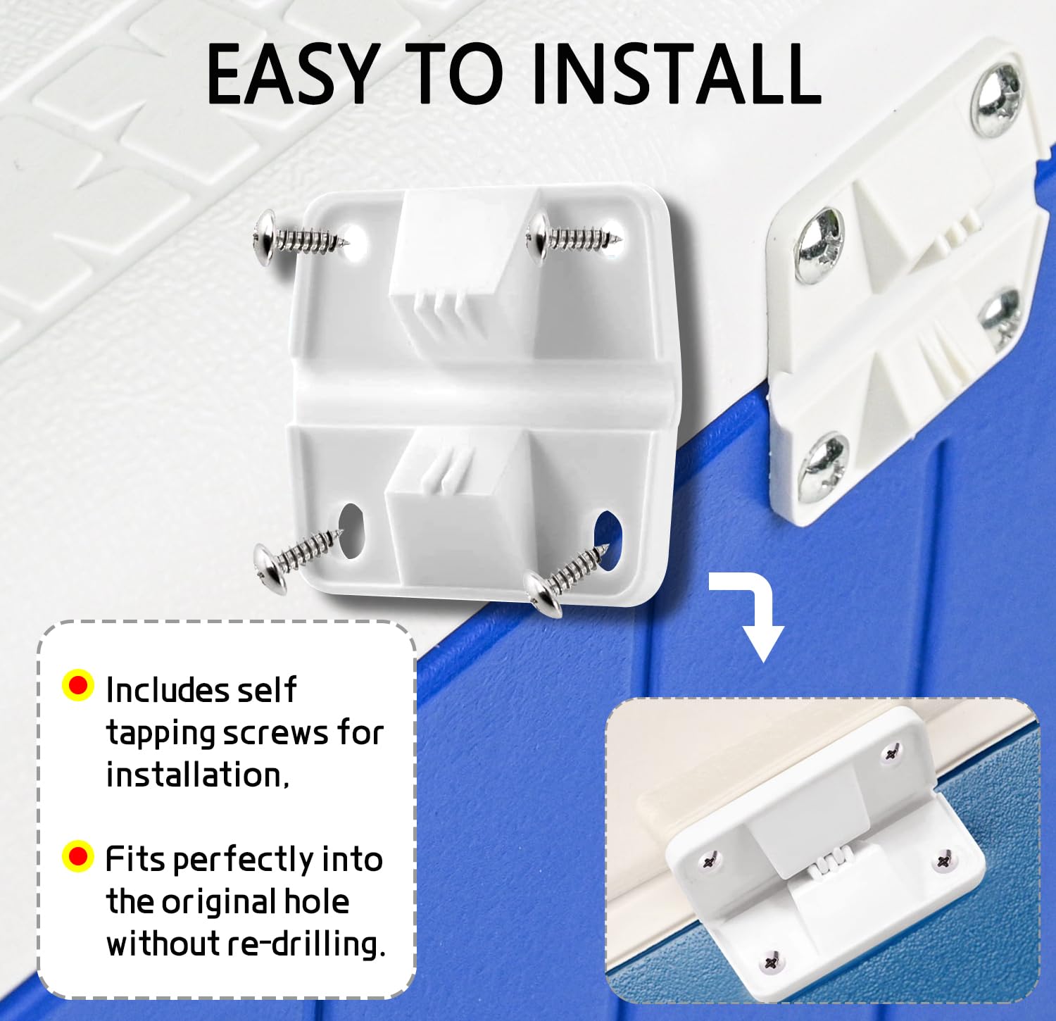Lot De 4 Charnières Pour Glacière Coleman - 4,5 X 3,8 Cm - Plastique Renforcé Avec Vis Incluses - Remplacement Facile