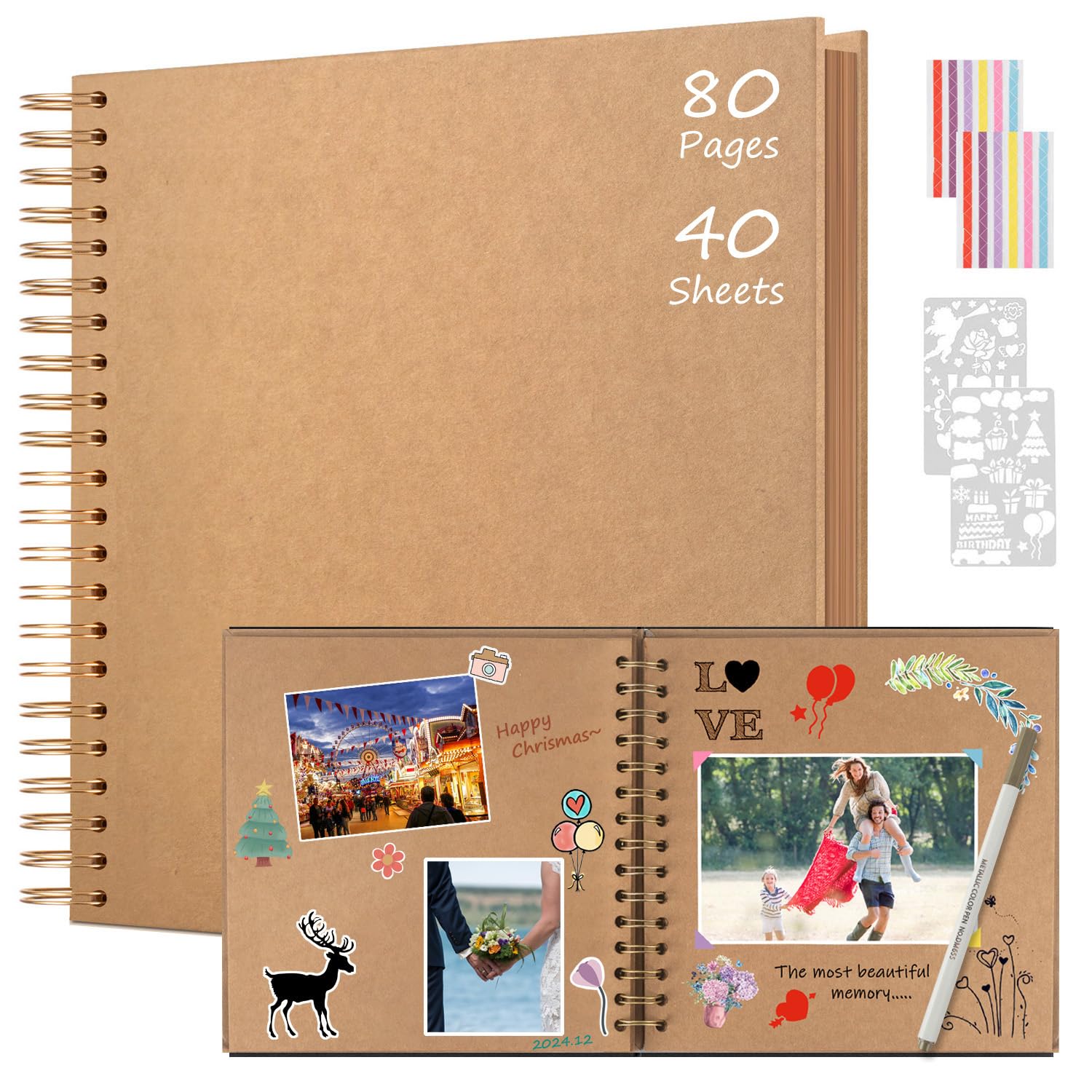 Boic Fotoalbum zum Selbstgestalten Schwarze Seiten Scrapbook