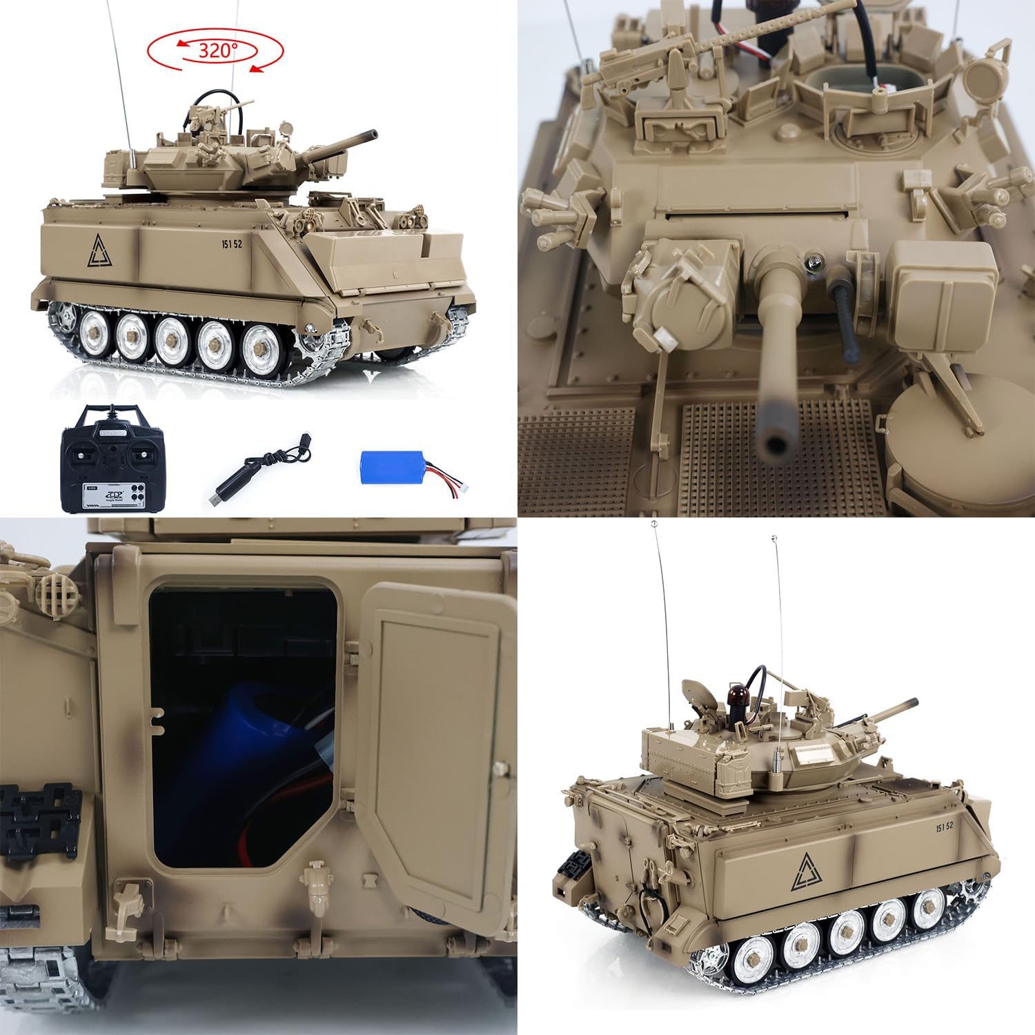 TOUCAN RC HOBBY US in Stock 1/16 Pro Ver. 1/16 US M2412-A M113A1 MRV RC Armored Personnel Carrier RTR 3.0 IR Barrel Recoil Muzzle FlashTurret Rotation Metal Gearbox Remote Control Tank Model 14+