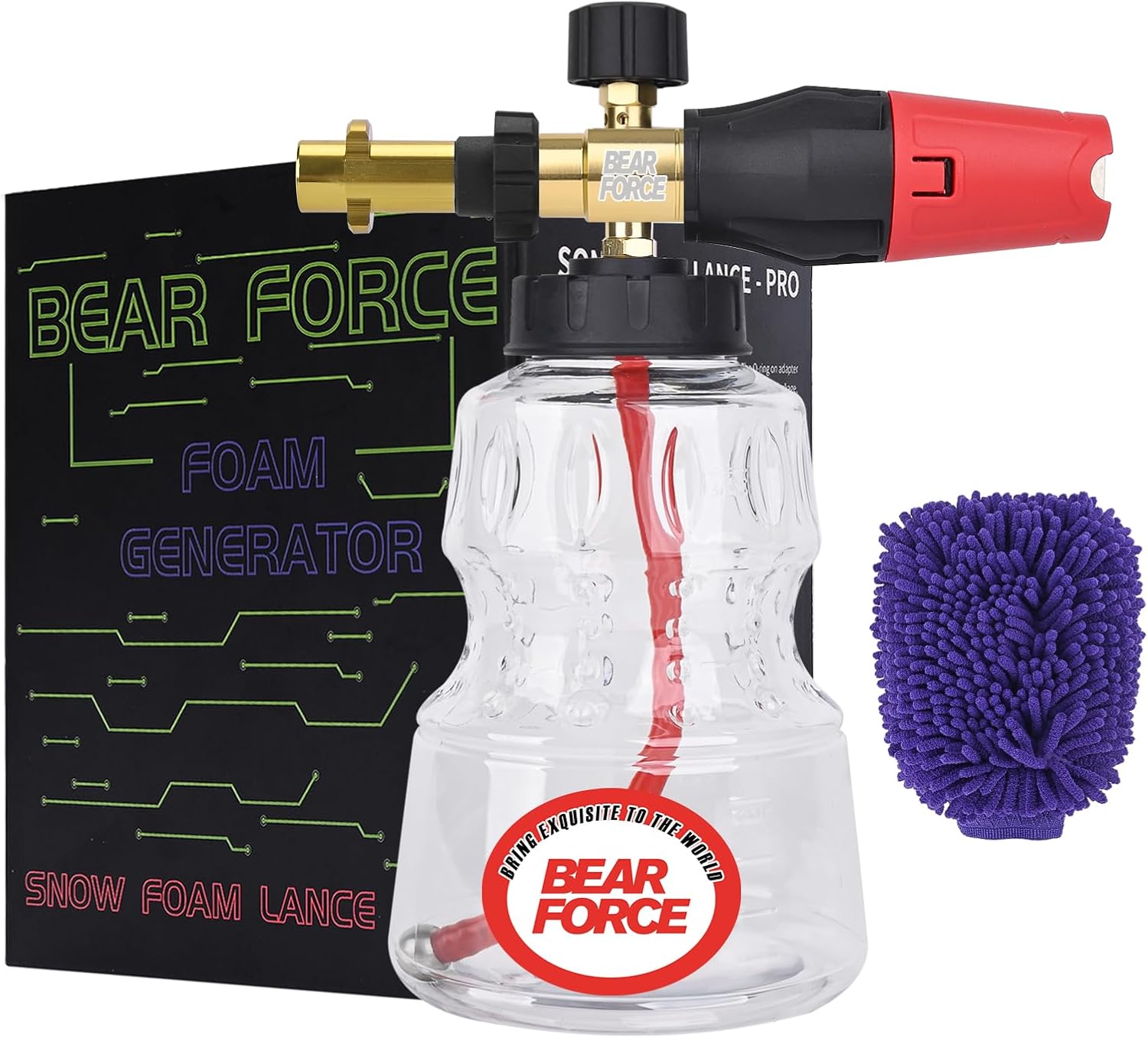 BEAR FORCE Pressure Washer Snow Foam Lance Compatible for Kar-CherK2, K3, K4, K5, K6, K7, Come with1.25mm & 1.10mm Orifice Nozzle,360AdjustableThicker Foam, Car Wash, Car Care Detailing