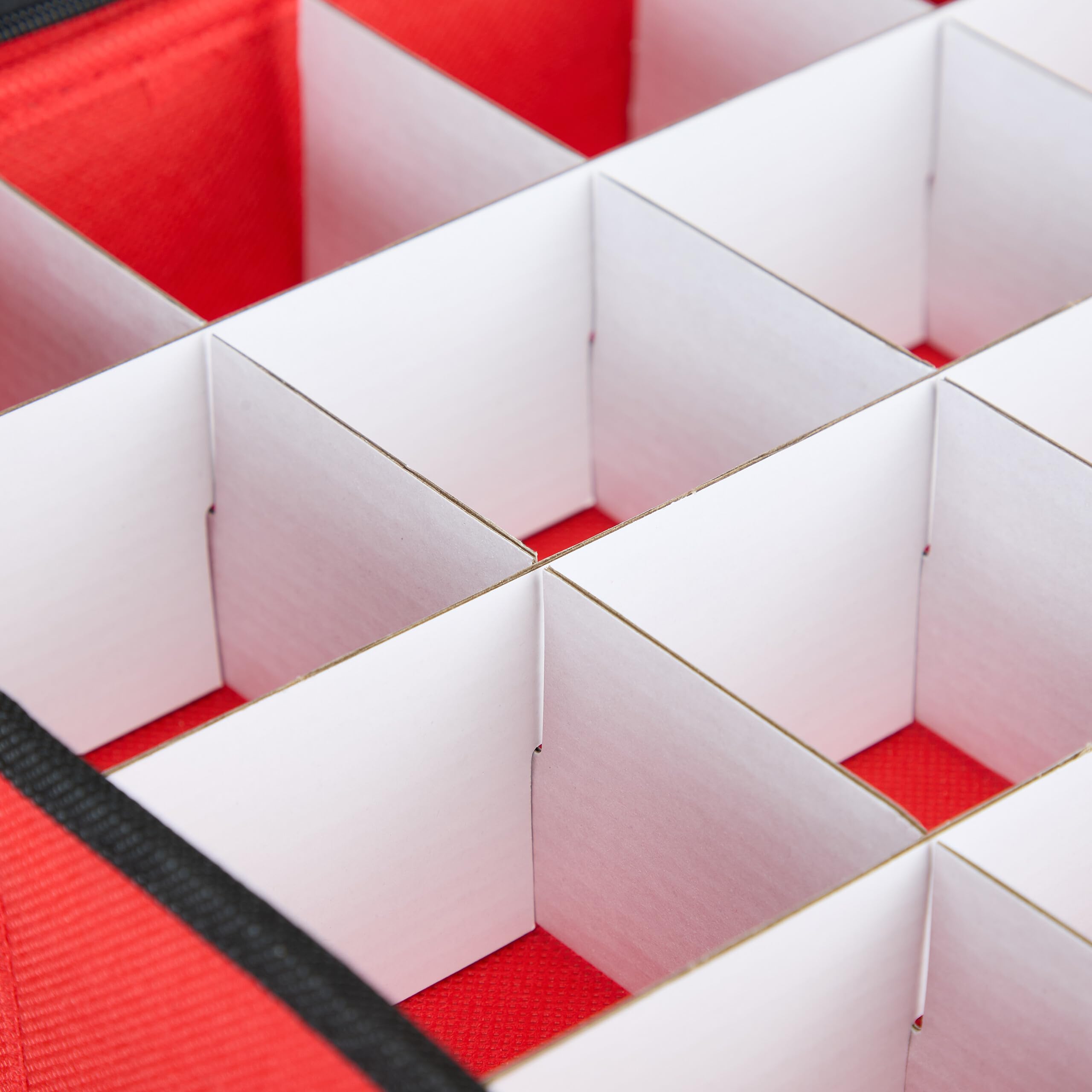 Relaxdays Scatola per Palline di Natale, Borsa Porta Palle, Addobbi Natalizi, 128 Scomparti, 30,5x62x30,5 cm, Rosso Nero