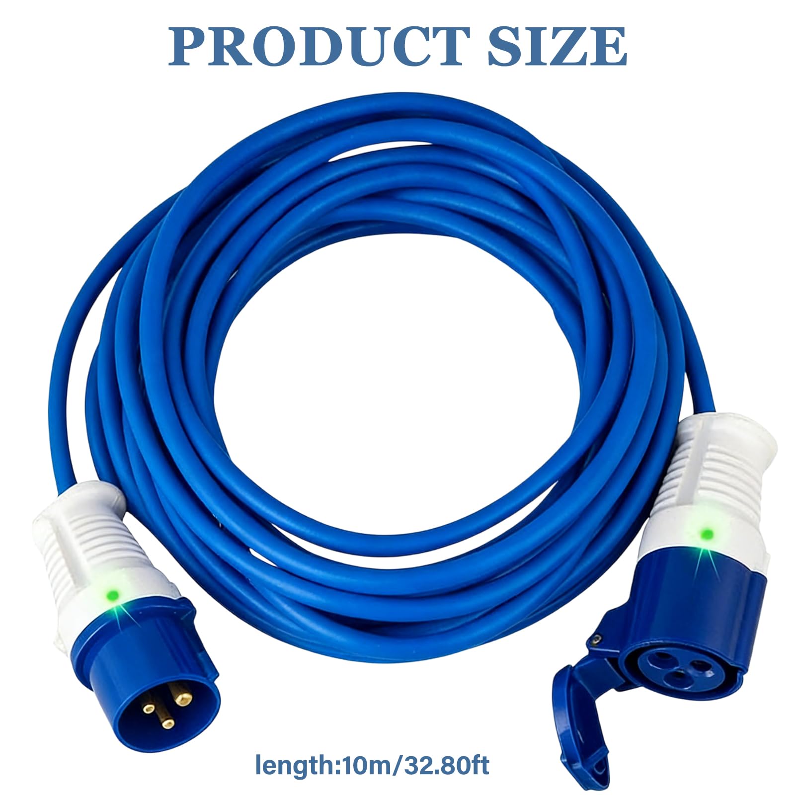 Rallonge CEE,10M 230V 16A CEE Rallonge Electrique,Rallonge Camping Car,Câble Rallonge Caravane CEE pour Camping Et Activités De Plein Air,IP44,Chantiers,Industrie, Espaces xEtérieurs,Bleu