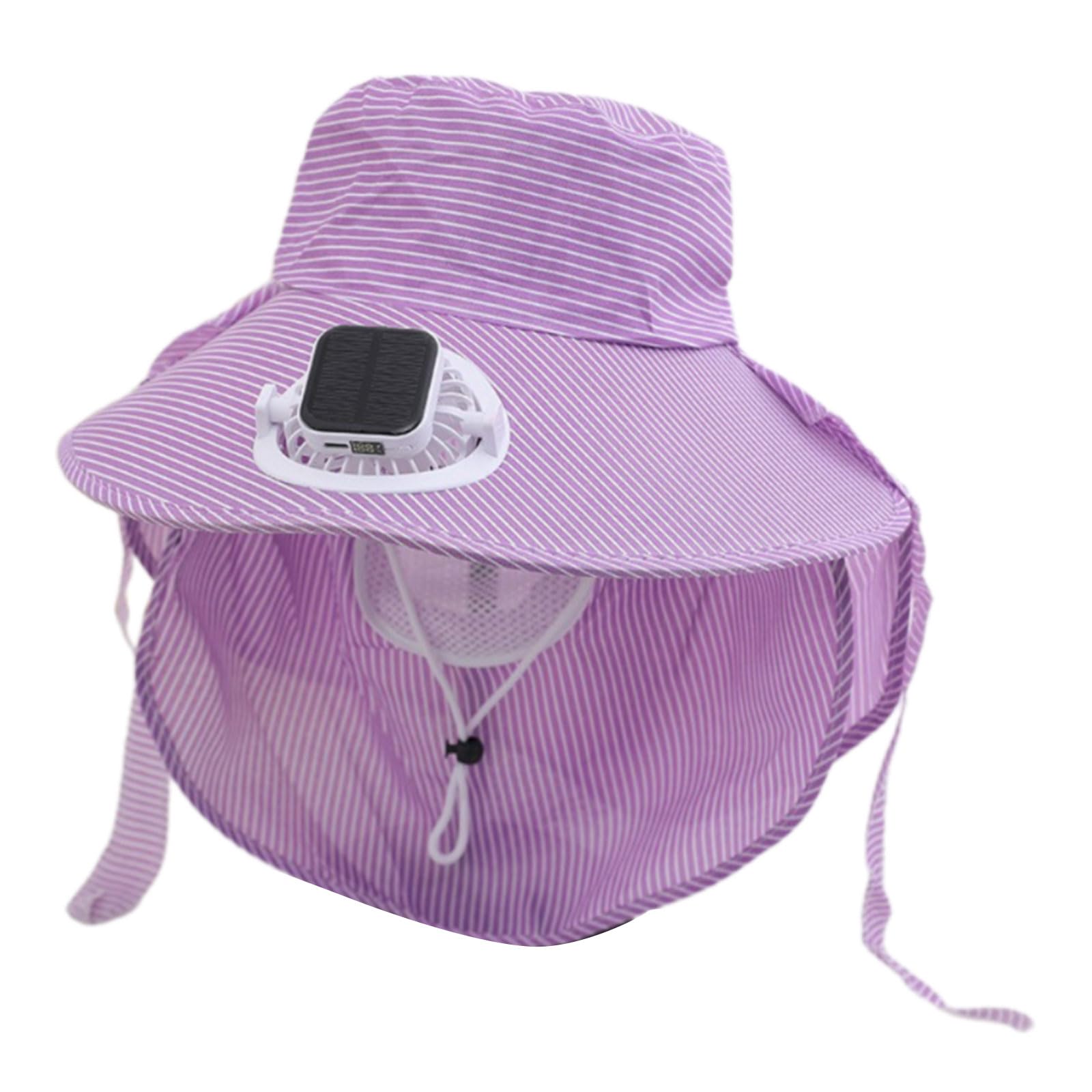 MICFENY USB Rechargeable Cooling Fan Hat with Solar Charging And 3 Speed Design for Women Men Hiking Camping