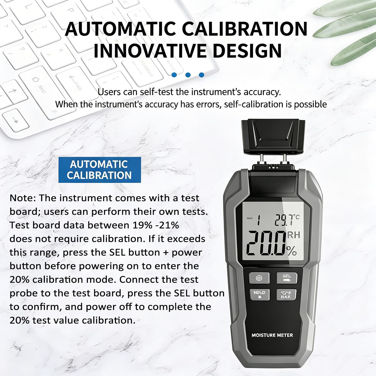 Medidor Digital De Humedad para Madera Tipo Pin 0,7%~100%, Detector De Humedad para Cemento, Calibración Automática, con ATC, Sonda De Repuesto, 9 Niveles De Intensidad, para Papel