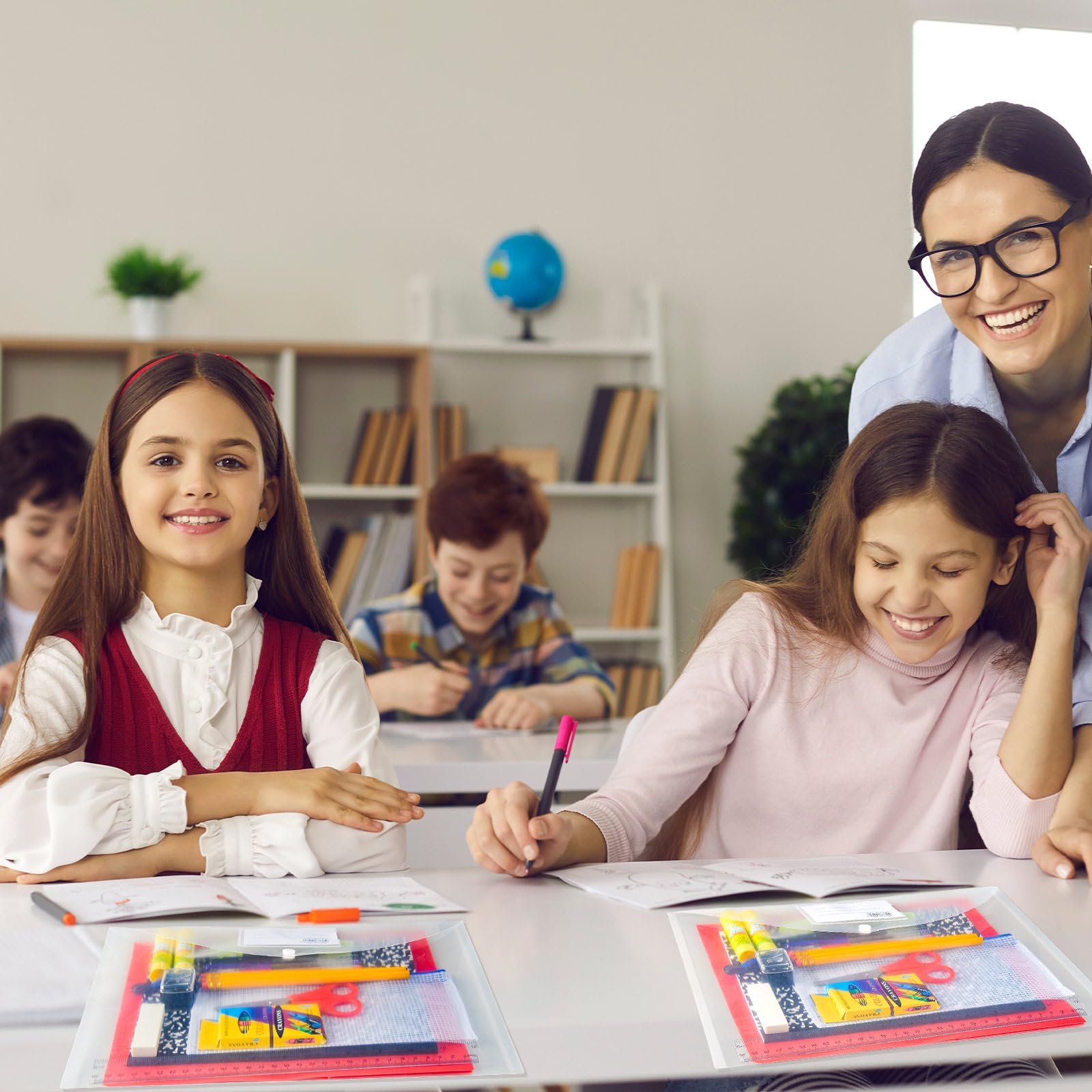 AmazingSpark Lot de 6 kits de fournitures pour la rentrée scolaire pour les élèves de 7 à 12e année - Fournitures de rentrée scolaire comprenant dossier, surligneurs, crayons, cahiers, ciseaux et plus