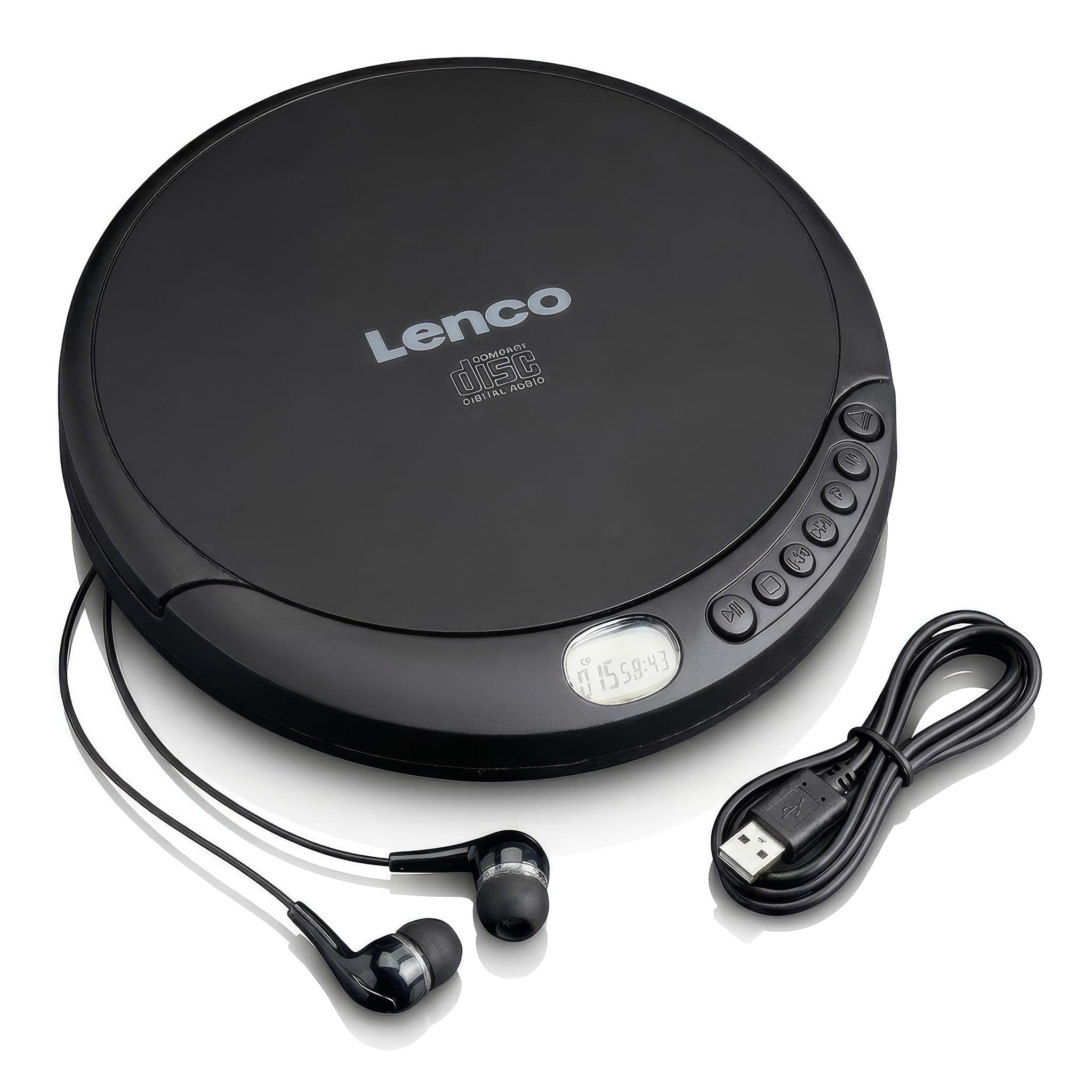Lenco CD-​010 - Lettore CD portatile Walkman - Diskman - CD Walkman - Con cuffie e cavo di ricarica micro USB - Nero