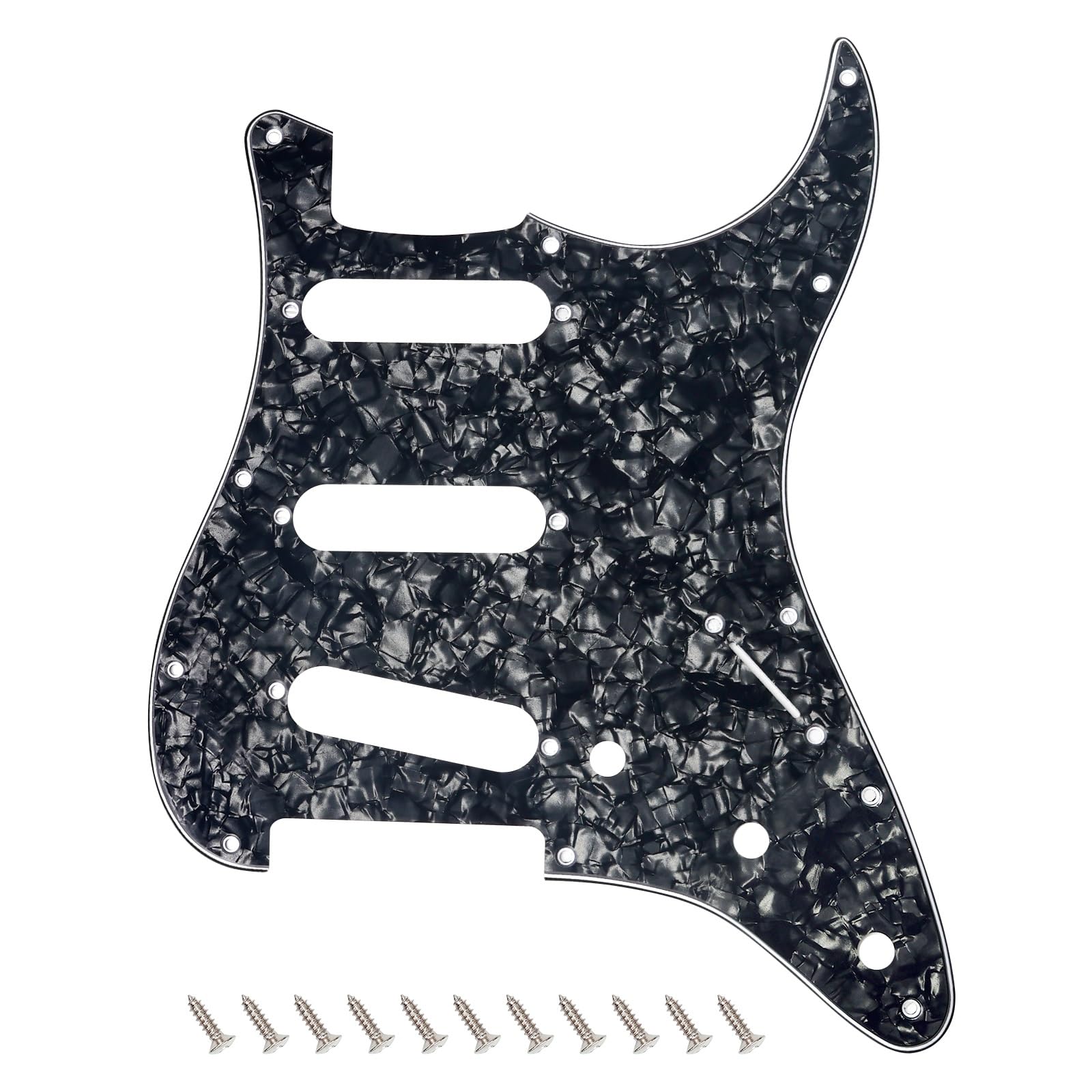 Banworks 4 Ply Strat SSS Pickguard 11-Hole Electric Guitar Pickguard Scratch Plate for USA/Mexican Modern Style Standard Stratocaster ST JT/HB-01 Black Pearl