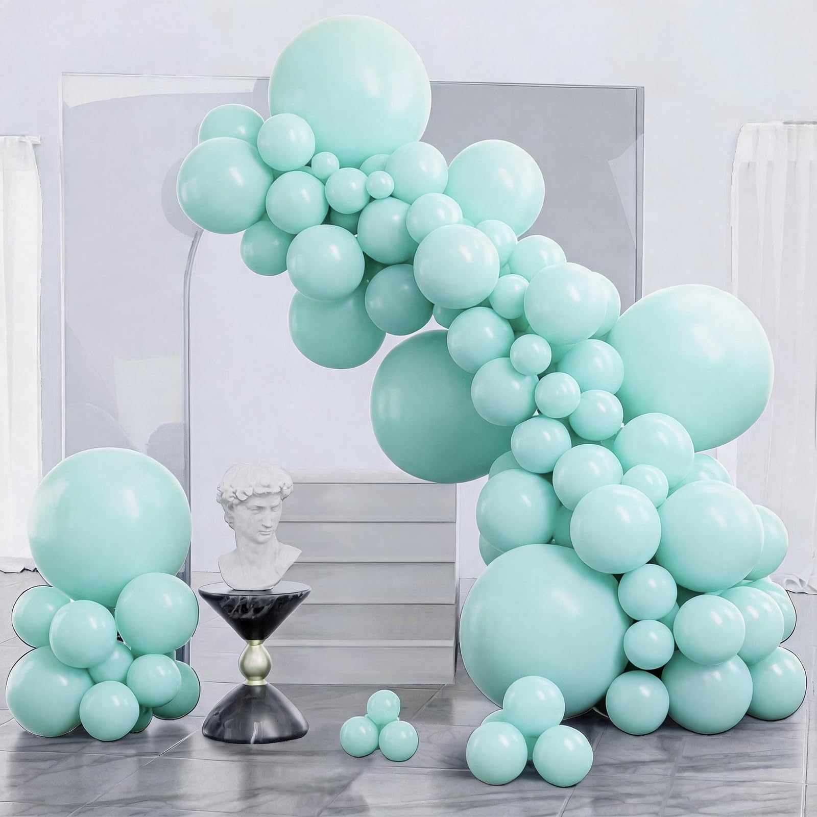 PartyWoo Teal Balloons 140pcs Turquoise Latex Balloons Different Sizes | 18 12 10 5 Inch for Baby Shower Gender Reveal Wedding Engagement Birthday Pool Tea Bridal Shower Party Decorations Blue-Q03 Mint-q03
