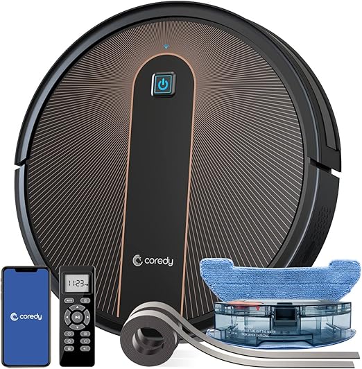 Coredy Robot Vacuum Cleaner, 3in1 Vacuuming Sweeping and Mopping, Wi