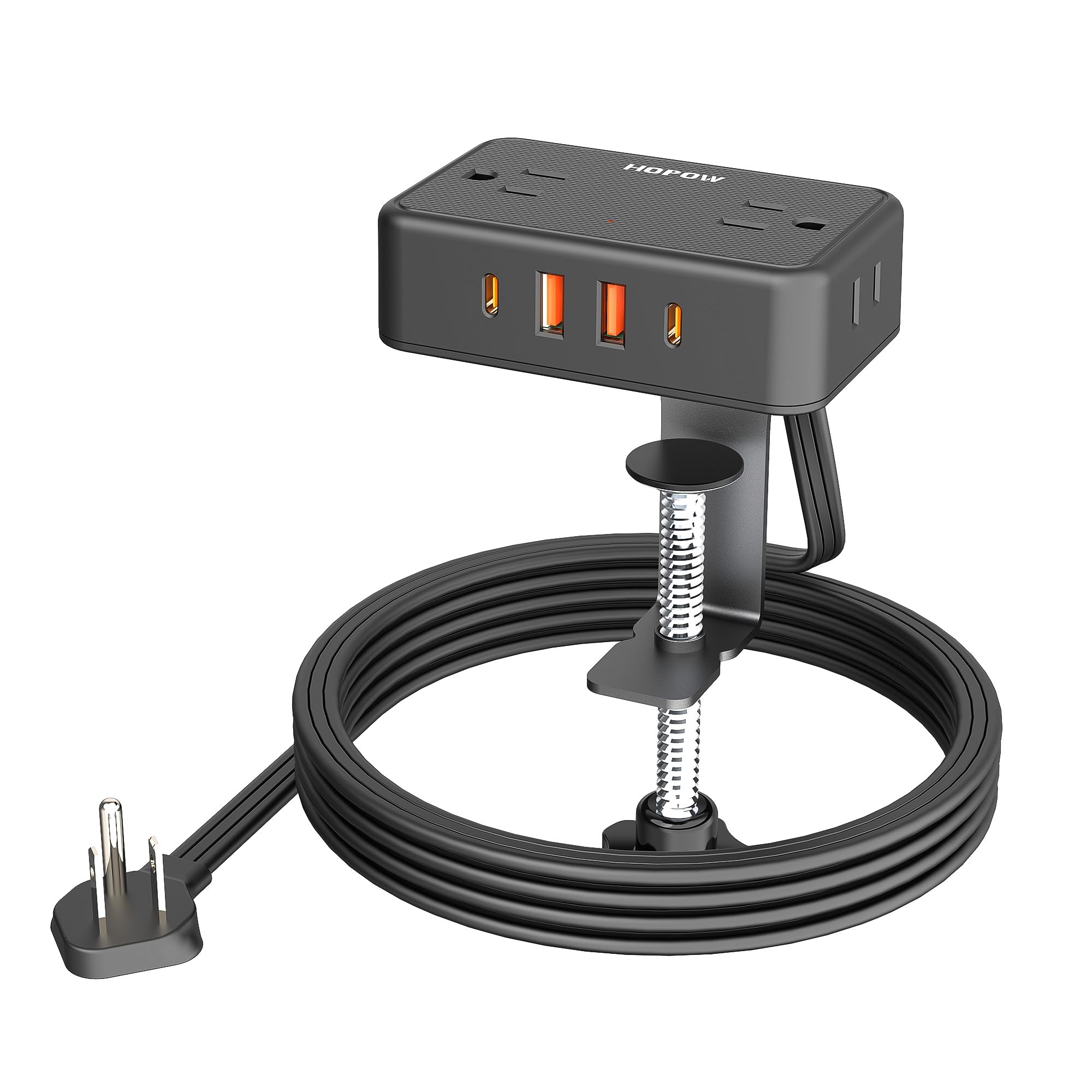 Desk Clamp Power Strip, Desktop Mount Charging Station with 4 Outlets 4 USB Ports (2 USB C), 10Ft Under Desk Power Strip, Fits 2.75" Tabletop Edge, Extension Cord for Home Office, Black