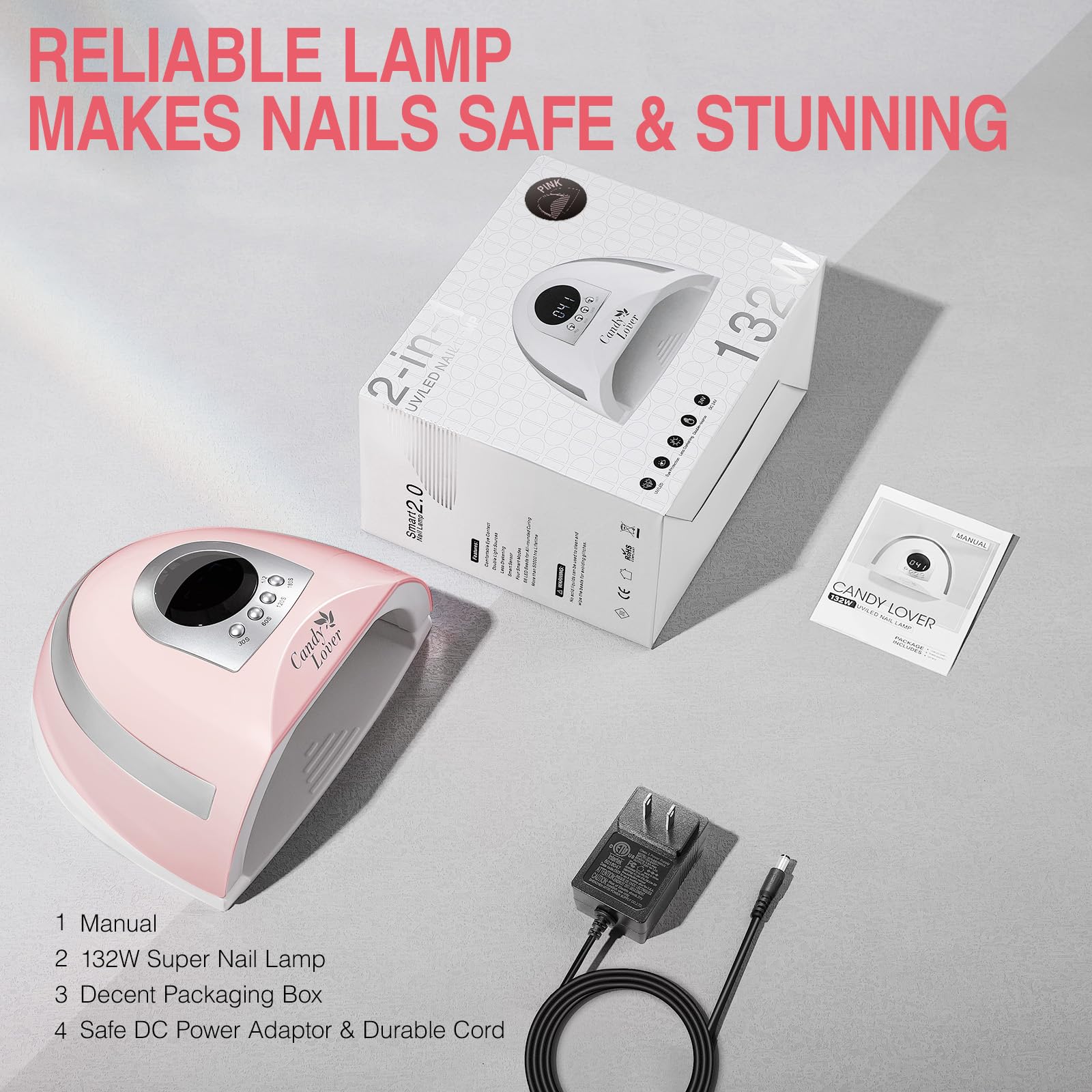 Amazon.co.jp: Candy Lover ネイル用UVライト 132W ネイルランプ LED