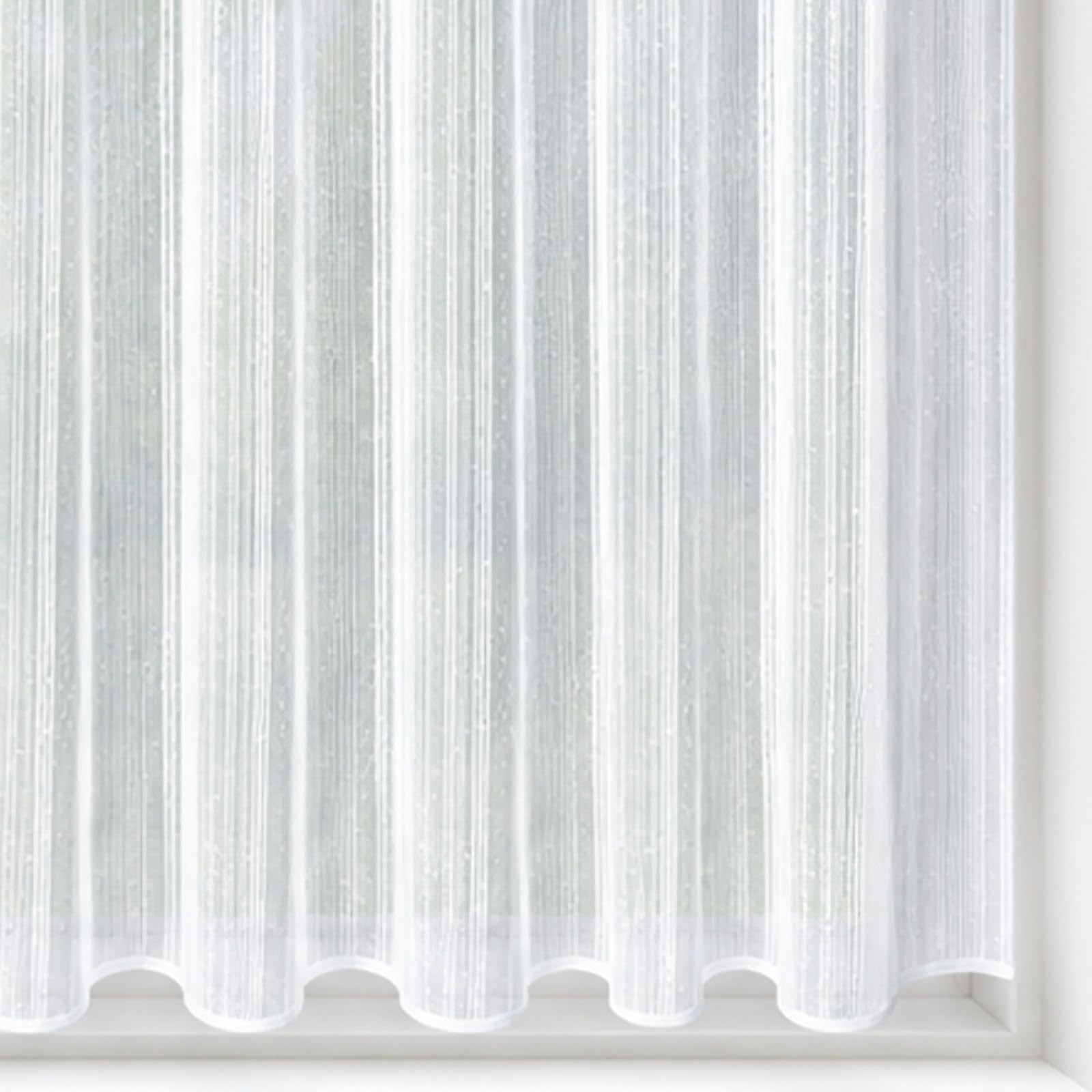 40" (101cm) Drop - Cascada White Contemporary Vertical Stripe Lace Net Curtain With Straight Hem - Choose Your Design - Sold By The Metre - Supplied In One Continuous Piece - Slot Top