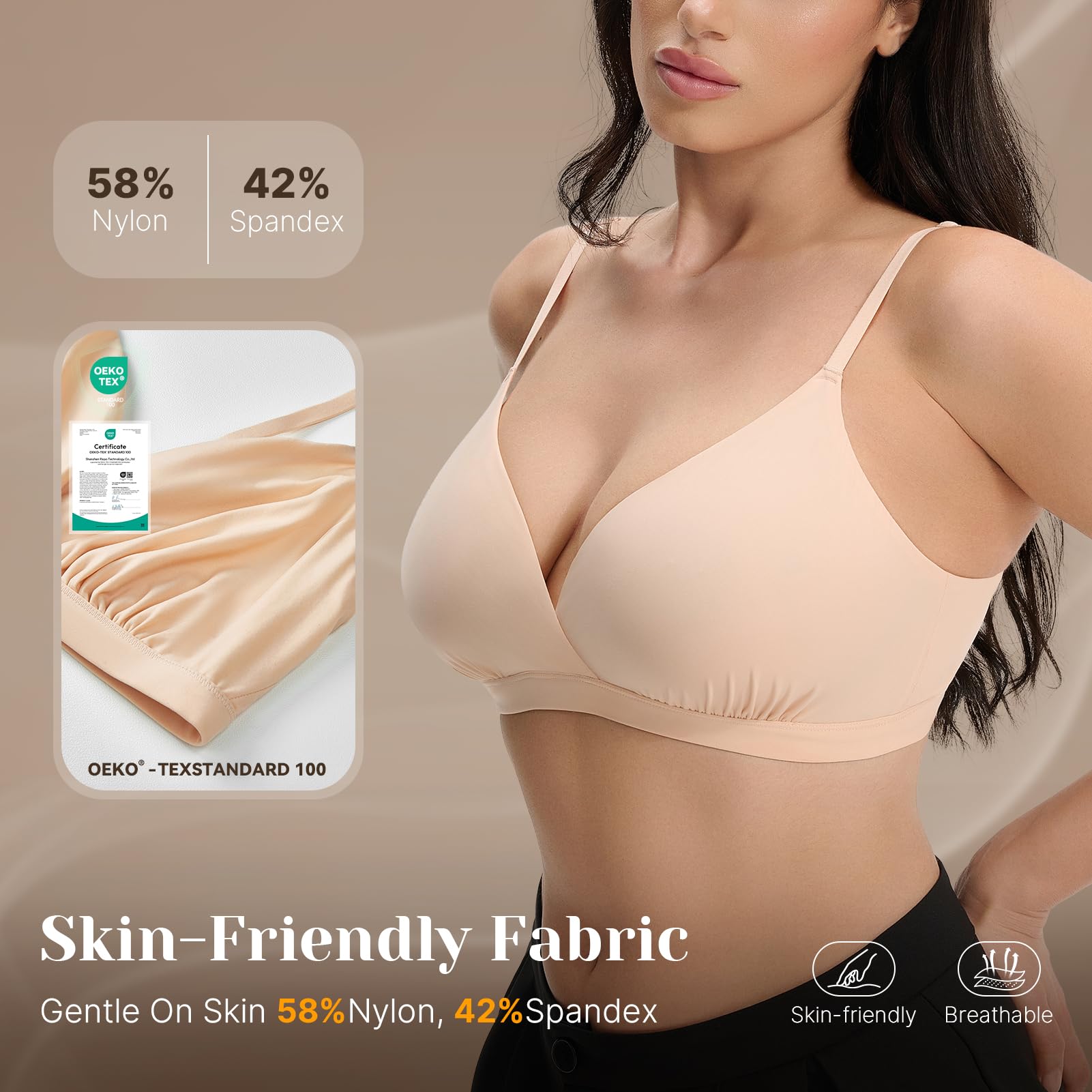 Feng Shui Bralette a Triangolo da Donna Reggiseno Profondo Non Imbottito Reggiseni Push up Senza Cuciture Reggiseno Confortevole per Tutti i Giorni Senza Fili