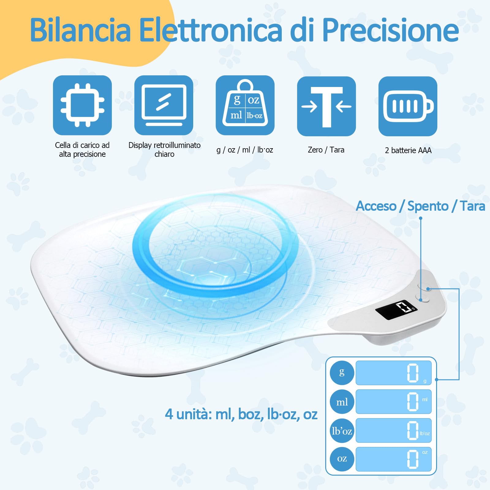 Bilancia Neonato Digitale, Bilancia per Cuccioli, Bilancia per Cani 15 Kg, Bilancia Digitale Lcd per Gatti, Quattro Modalità di Pesatura, Adatta per Piccoli Animali, Cucine E Alimenti (36 x 25,5 cm)