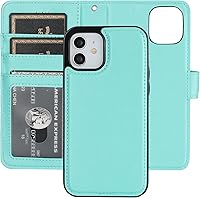 Vista 21 de Bocasal Funda tipo cartera compatible con iPhone 12 e iPhone 12 Pro con soporte para tarjetas de cuero PU magnética desmontable con soporte plegable