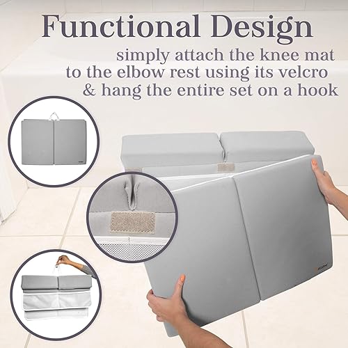 Miniatura 8 de Rodilleras de baño, juego de rodilleras y coderas de baño para bebé, rodilleras para bañar bebés (gris, XL (22 x 15 pulgadas)