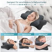 DONAMA Memory Foam Ergonomikus Nyakpárna - Oldal, Hát és Hason Alvóknak, Légáteresztő Huzattal, 2 Magassági Szinttel, Sötétszürke 3