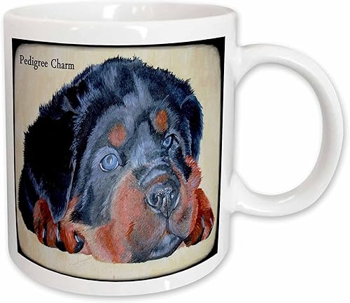 3dRose Pedigree Charm- humor, dog, dogs, rottweiler, rottie, rotties,... - Mugs (mug_78690)