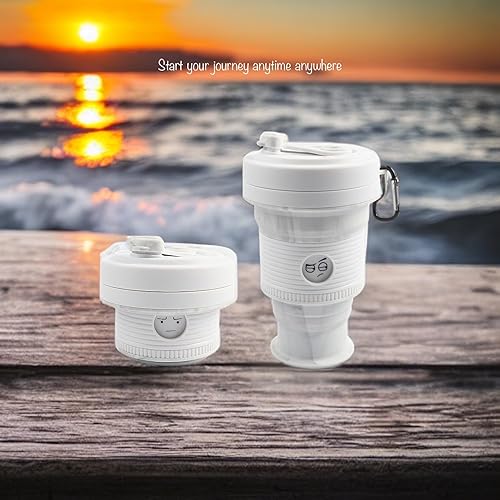 Miniatura 8 de Taza plegable de silicona de 18 onzas con lindo icono de cara de emoción para tazas de viaje, taza plegable de goma de silicona  Funda de doble