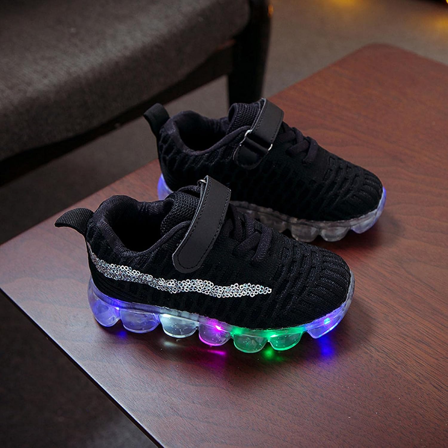 Baby Gilrs Boys Striped Shoes LED Light Up Luminous Sneakers Trainers Toddler Kids Flashing Socks Shoes Sports Running Shoes Mesh Sneakers Children Baby Outdoor Slip On Casual Shoes 1-6Year : Clothing, Shoes & Jewelry