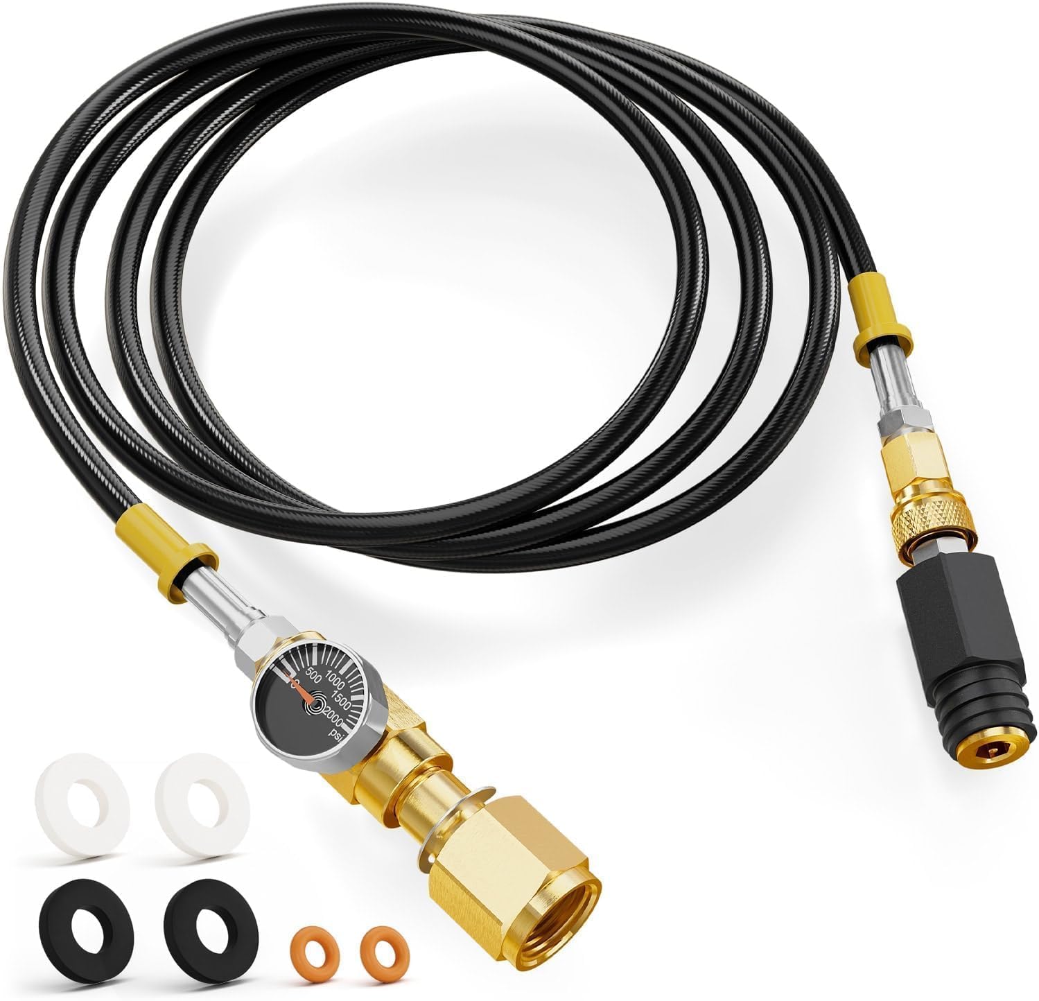 CALPOSE Soda Machine CO2 Adapter，Soda Machine CO2 Refill Quick Connect Adapter with Gauge and Bleed Valve，Soda Maker Part with CGA320 to TR21-4 Soda Machine Compatible for Fizze, One Touch, Jet