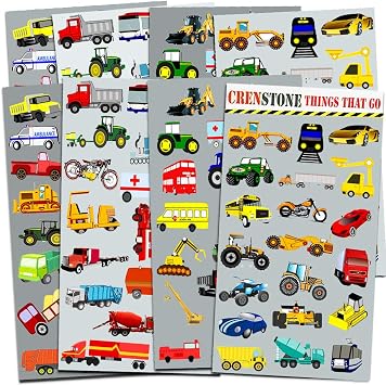 Cars and Trucks Stickers Party Supplies Pack Toddler - Over 160 Stickers for Toddler Boys and Girls Cars, Fire Trucks, Construction, Buses & More!