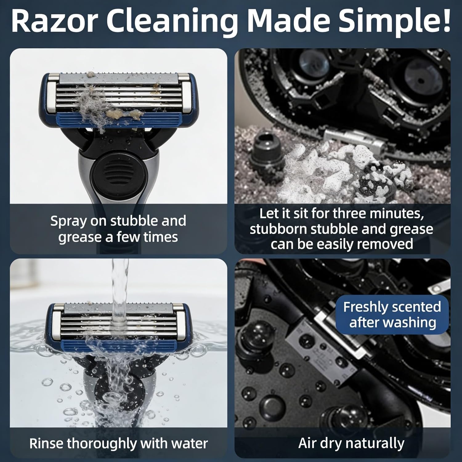 500ml Razor Cleaning Liquid, Cleaning Spray Compatible With Philips, Compatible With Braun, Compatible With Panasonic, Suitable For Electric Shavers Of All Brands(3 PCS)