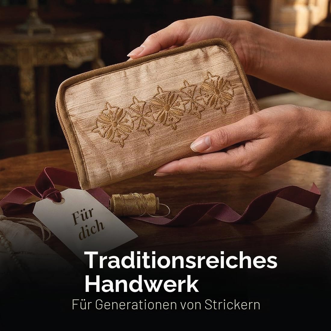 Lantern Moon Austauschbare Stricknadeln – 9 Paar 10 cm Spitzen – 2 Drehschnüre 40,50 cm – Endkappen, Maschenmarkierer – Khadi Seiden-Etui mit Reißverschluss, natur, 3,3,25,3,5,3,75,4,4,5,5,5,5,5,6 mm