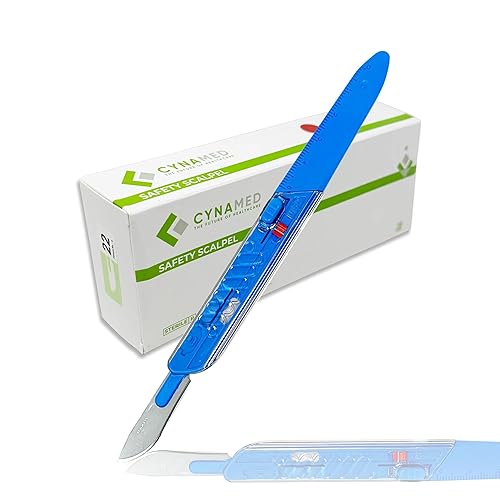 Vista 12 de Cynamed Bisturí desechable prémium con hoja retráctil y básculas de medición para manualidades, dermatología, podología, laboratorio, quirúrgico
