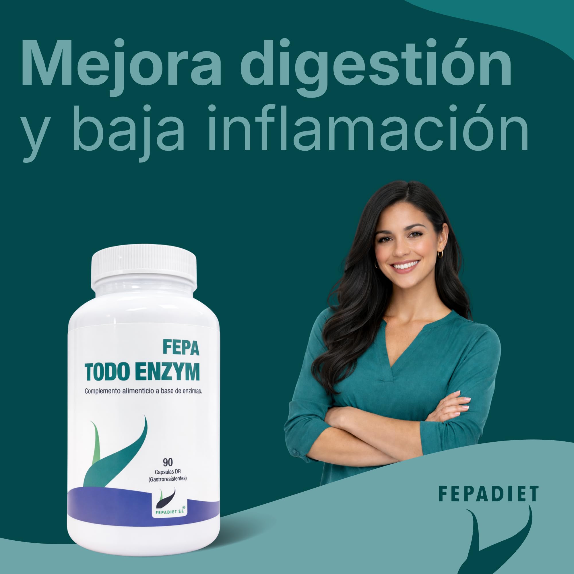 FEPA Todo Enzym – 90 Cápsulas Pack de 2 – Enzimas Digestivas y Bromelina Cápsulas – Complemento Alimenticio – Contribuye a la Función Digestiva Normal y Bienestar General – Fepadiet