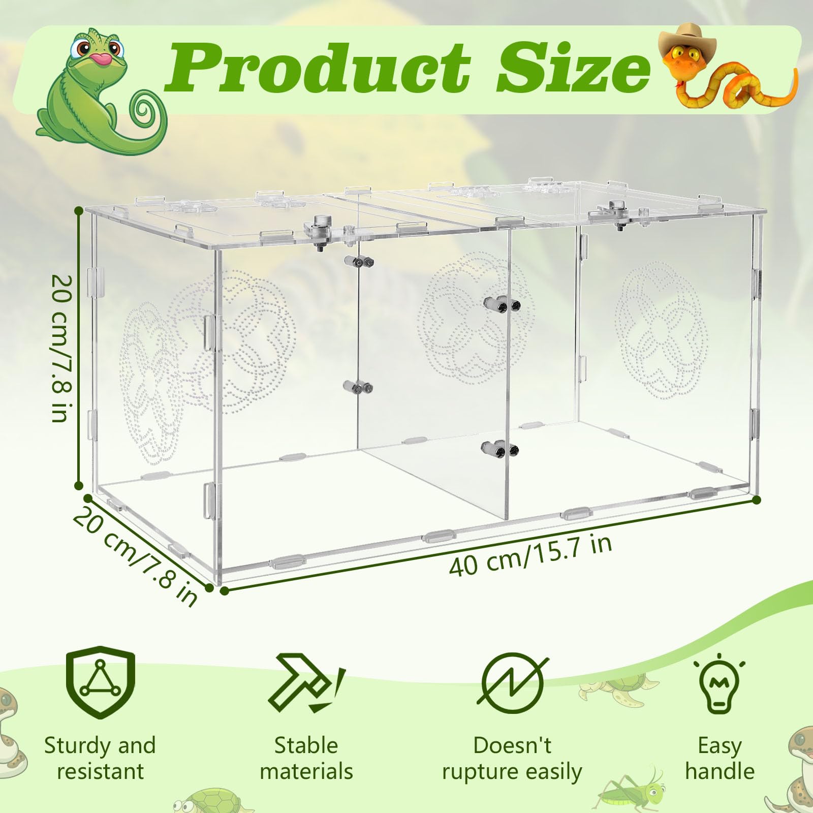 Akrylowa obudowa pająka z podwójnymi przegródkami, terrarium dla gadów, akwarium, zbiornik do hodowli gadów, pająków, węża, jaszczurki