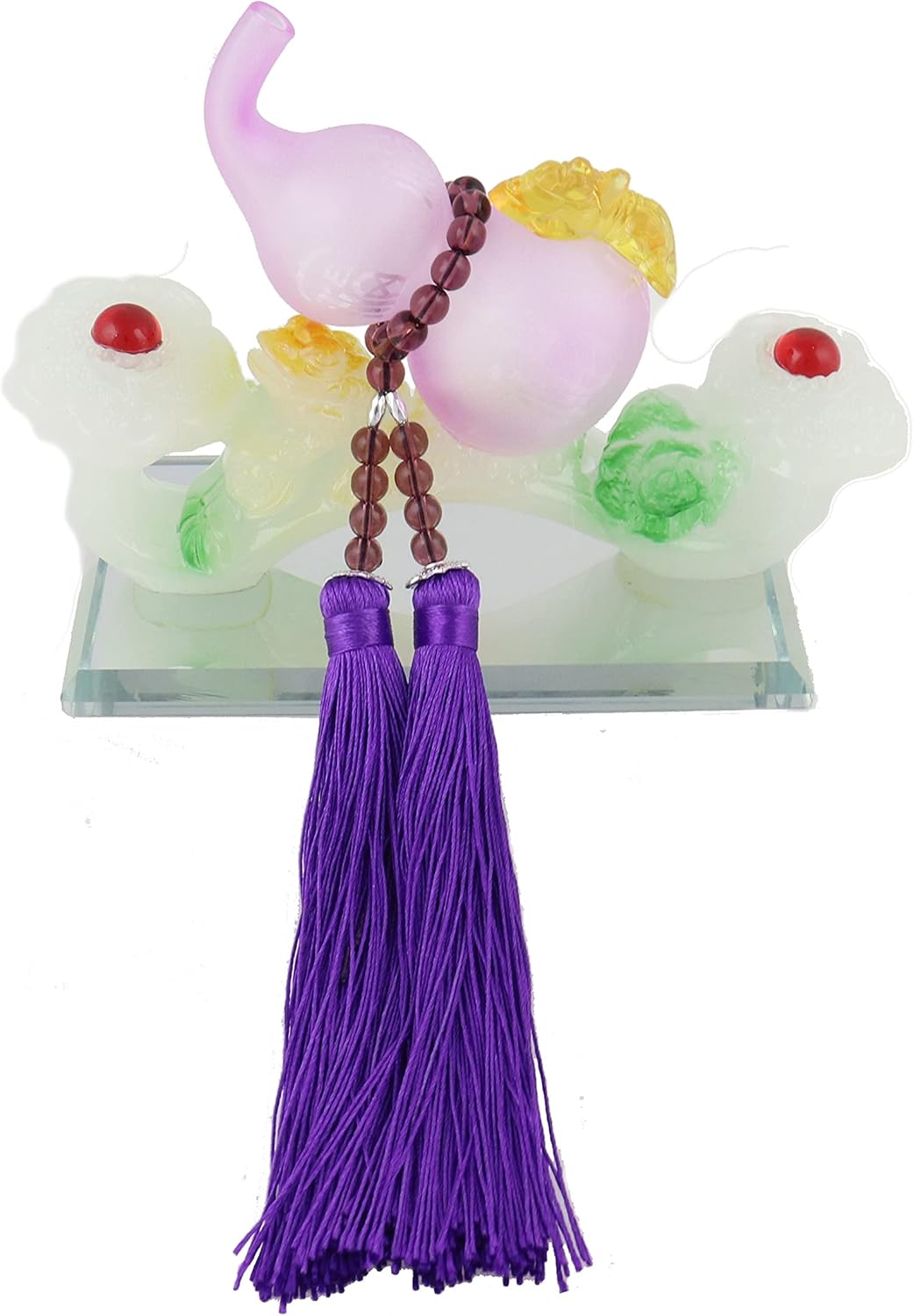 Feng Shui Purple Wu Lou w/Pi Yao, Money Frog and Purple Tassels on Ru Yi