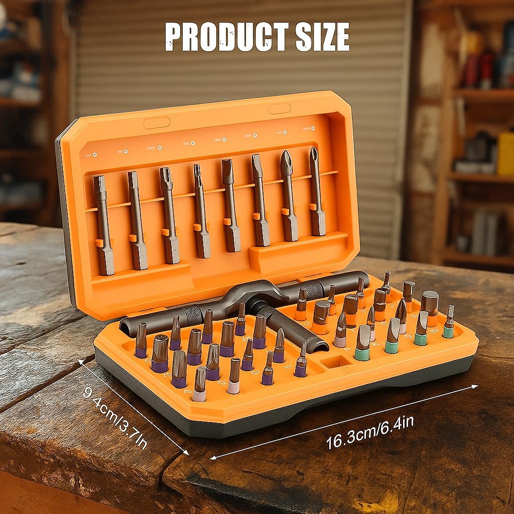 42 in 1 Magnetic Screwdriver Set with T Handle,Multi Bit Ratchet Screwdriver Set,Portable Storage Case, DIYRepair Tool Kit,Precision Repair Tools (Yellow)