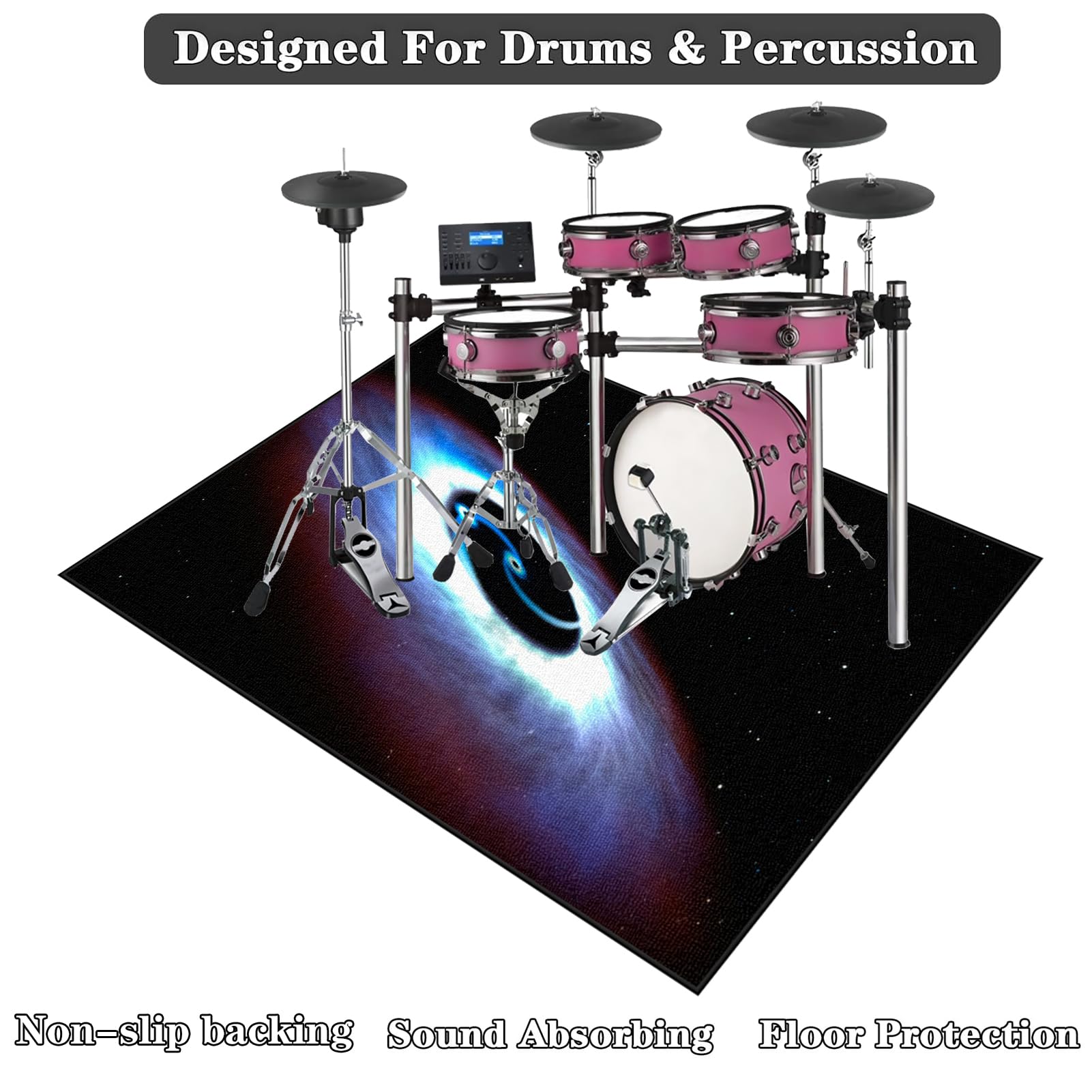 Mata do akumulatorów elektronicznych, mata bębnowa, dźwiękochłonna mata na baterie, profesjonalna prostokątna mata jazzowa do niskich skarbów i innych instrumentów 200 x 170 cm