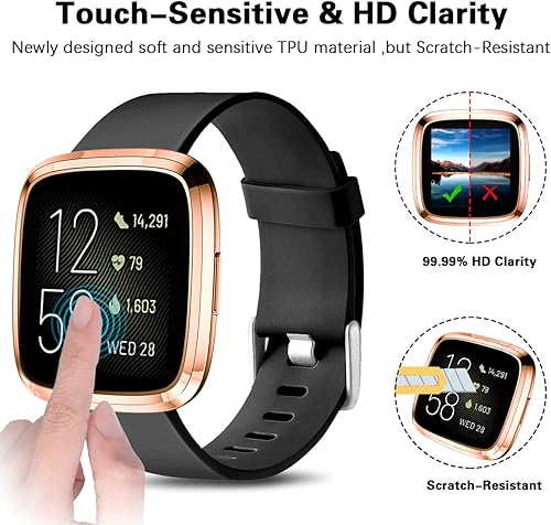 Vista 36 de Wepro Funda protectora de pantalla compatible con reloj inteligente Fitbit Versa 2, paquete de 3 fundas de TPU suave compatibles con reloj Fitbit