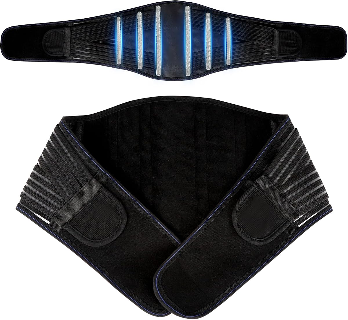 Soporte de espalda para aliviar el dolor de espalda baja, cinturón de soporte lumbar para hombres y mujeres | para el trabajo, cinturón de soporte de espalda transpirable con 6 resortes flexibles, 2 bandas elásticas para ciática, hernia de disco, escoliosis (mediana)