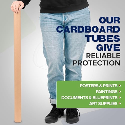 Miniatura 5 de Tubos de correo de papel kraft reforzado de 2 x 36 pulgadas, paquete de 8 tubos con 2 tapas cada uno, tubo de cartón fabricado en Estados Unidos