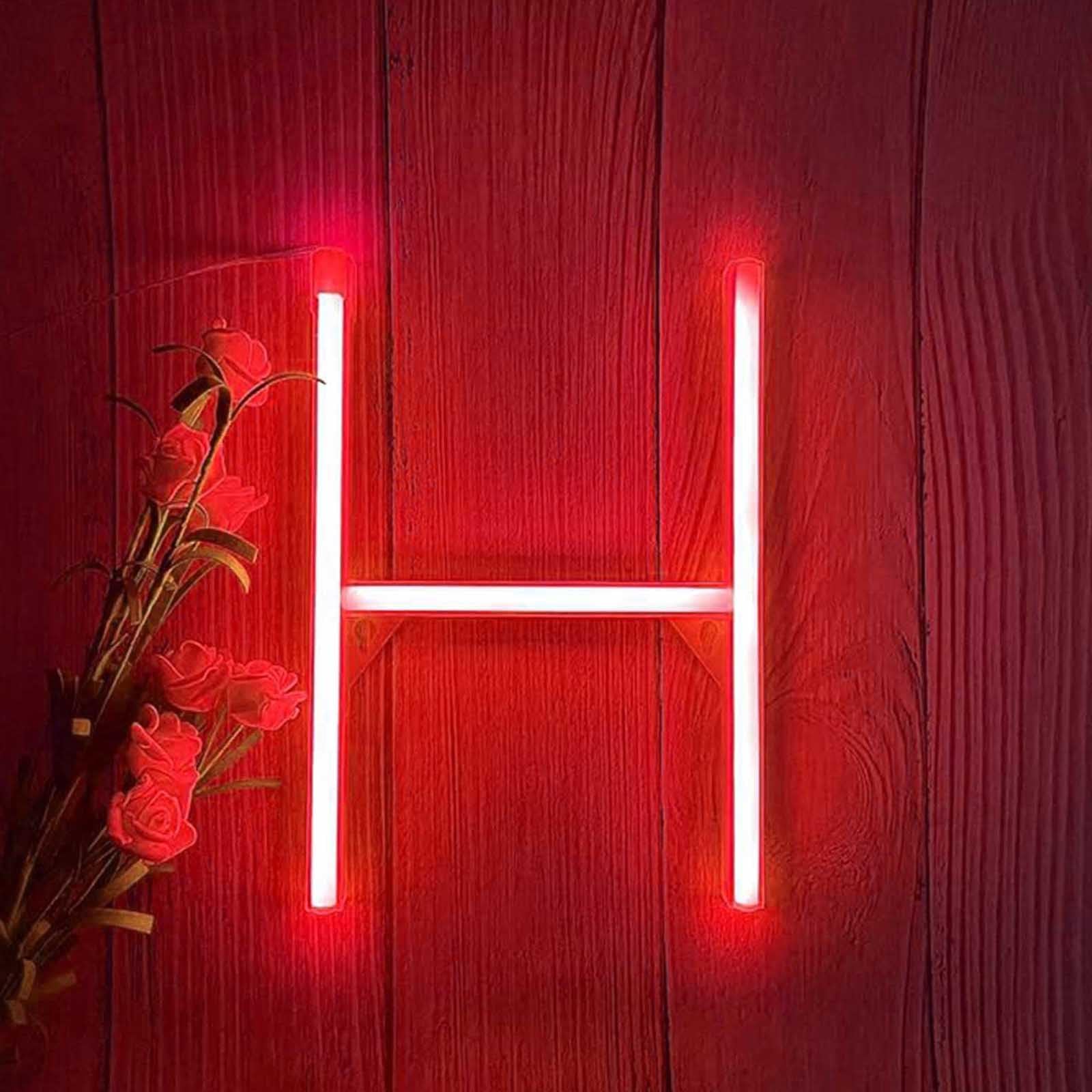 Customizable Red Neon Letter Sign with Dimmable LED Lights USB/Battery Powered for Coffee Shops & Bookstores Creates Cozy Atmosphere in Bedrooms(Letters H) — image 1