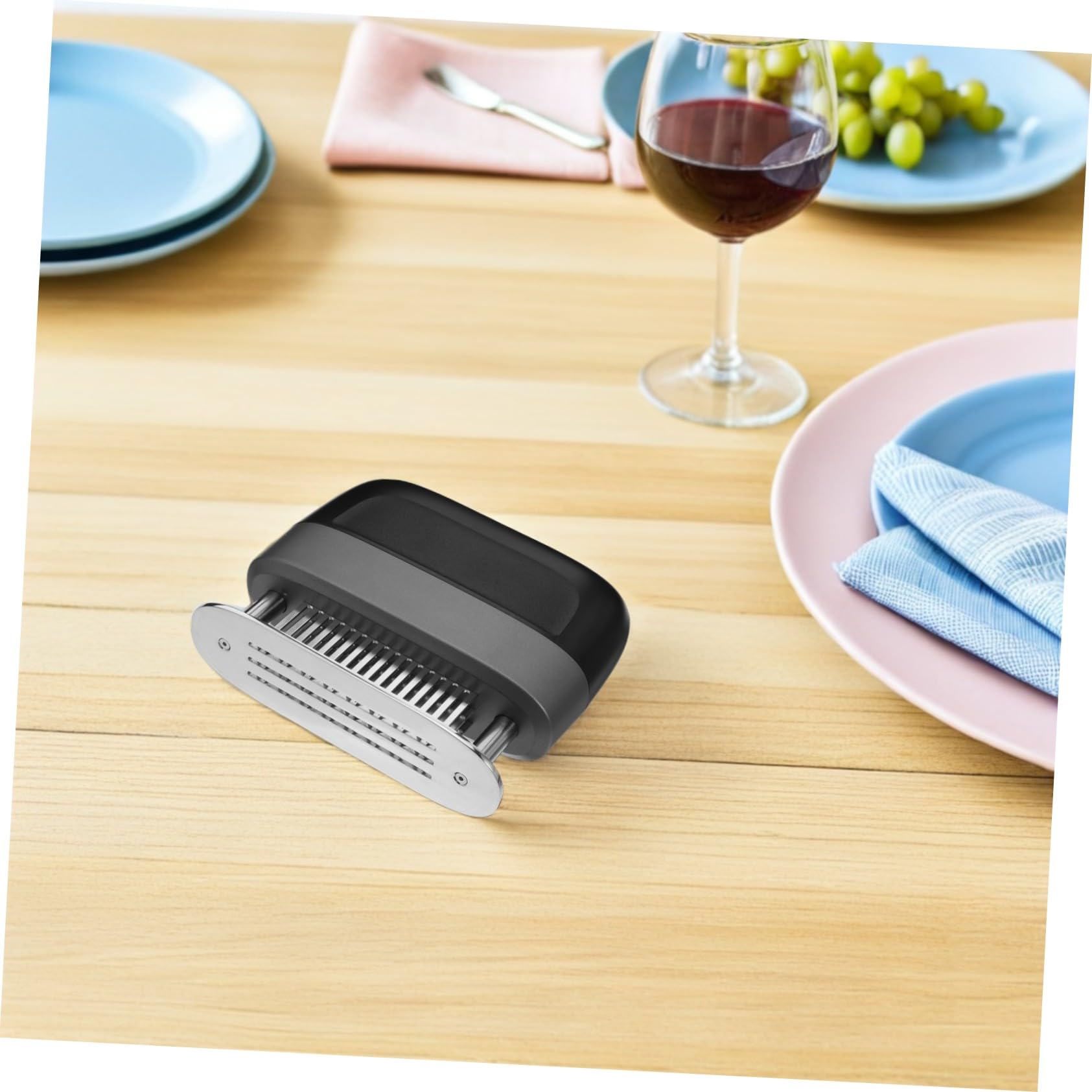 Ipetboom Ablandador de Carne de Aguja de Acero Inoxidable Negro | Bistec y Pollo, Formato Compacto, Limpia Fácil, Reduce Tiempo de Maceración y Penetra Fibras