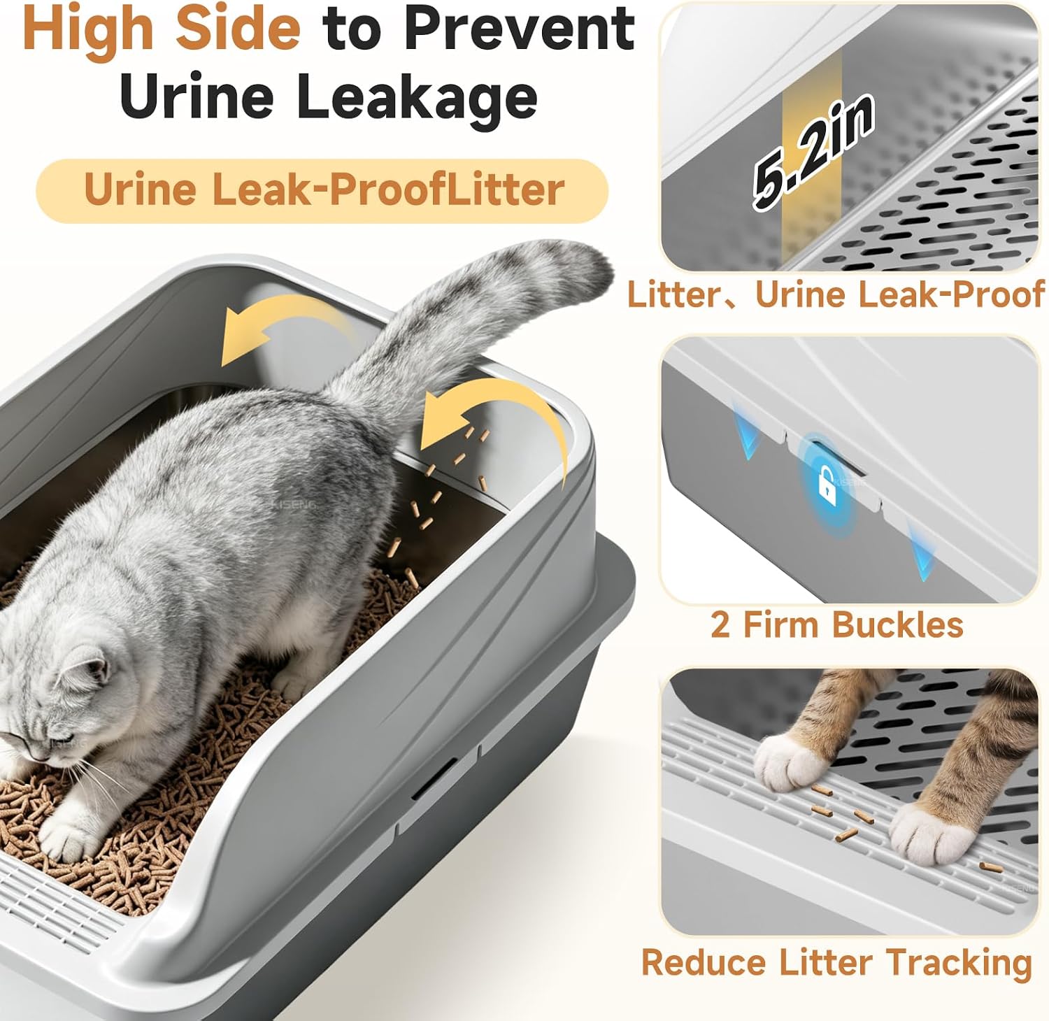 Stainless Steel Sifting Litter Box for Pine Pellets, XL Odor Free image 4