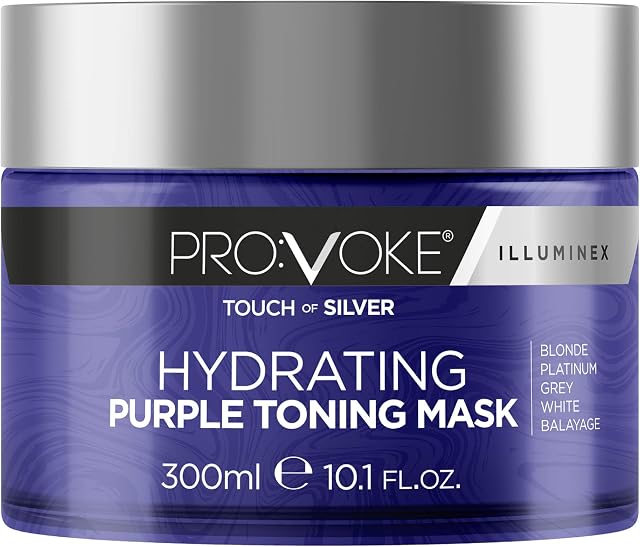PROVOKE Touch Of Silver Hydrating Purple Toning Hair Mask 300ml, Brightens Blonde, Platinum, White or Grey Hair Whilst Deeply Nourishing Damaged Hair
