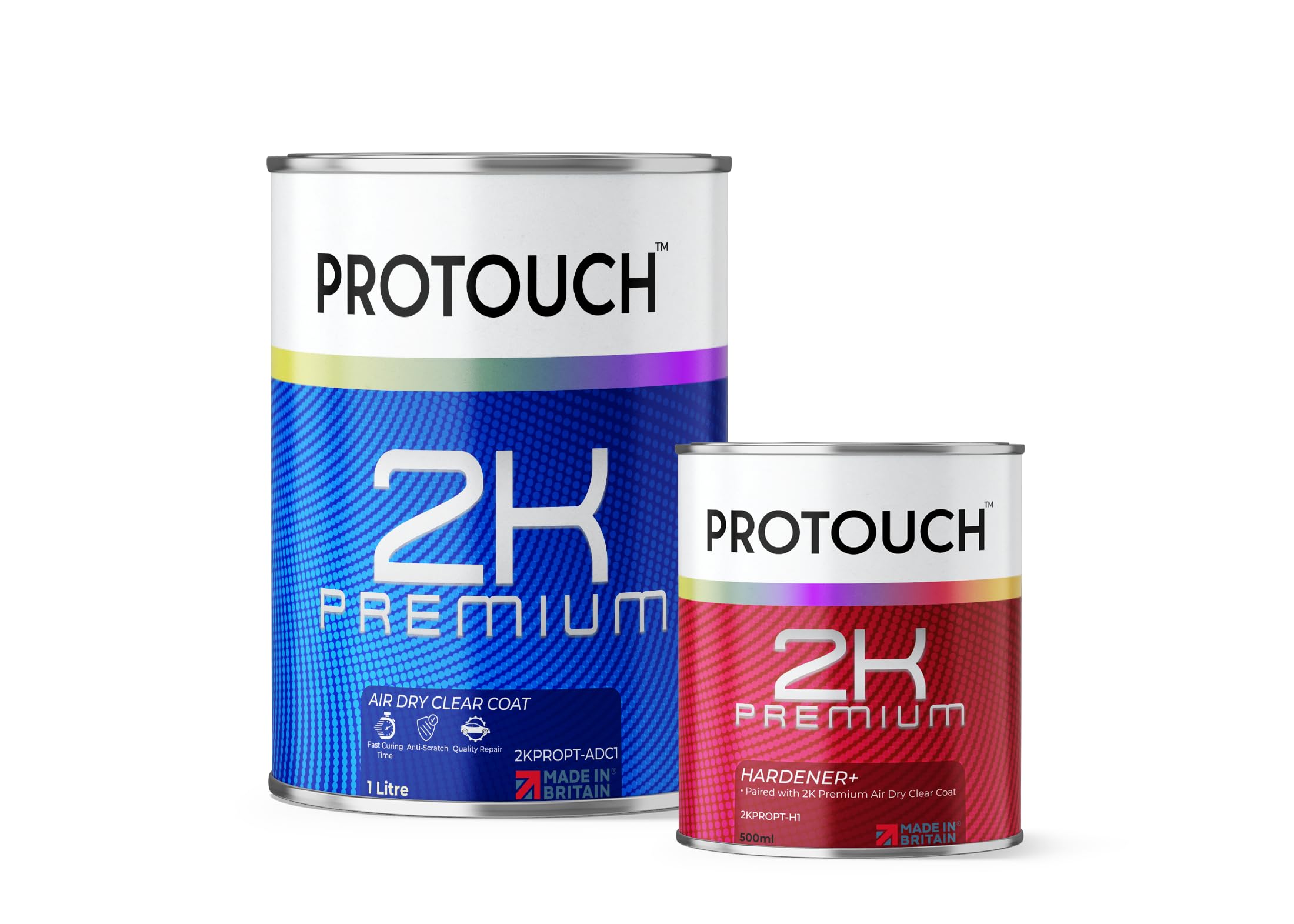 Protouch 0 2K Premium Air Dry Clearcoat 1.5L Kit, 1L Clear Coat With 500Ml Hardener, Ultra-Fast Drying, High Gloss Finish