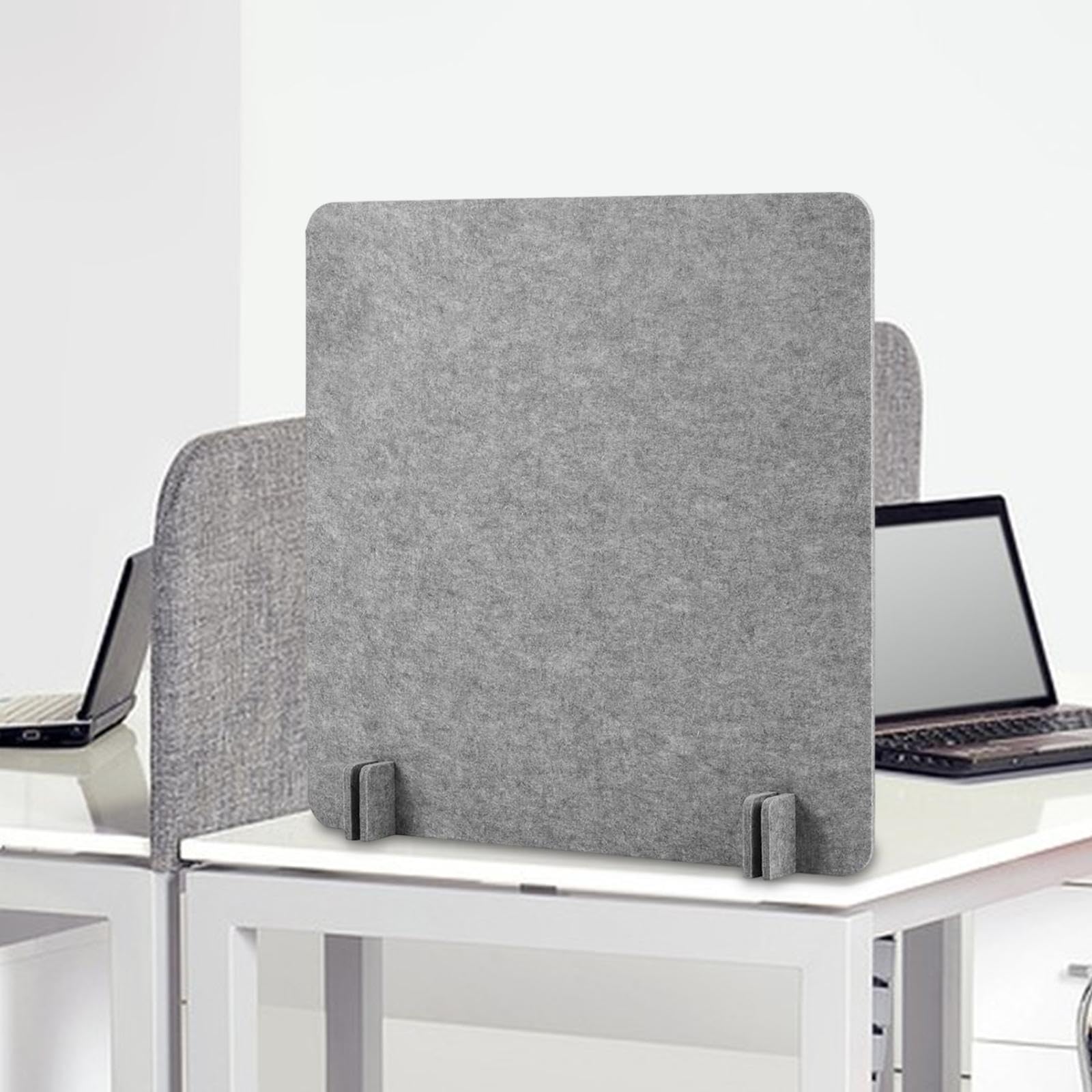 Milageto Akustische Schreibtischabtrennung, leichte Schutzwand, Tischteiler für Empfangsbereich, Arbeitszimmer, Studentenbüro, Quadratisches Hellgrau