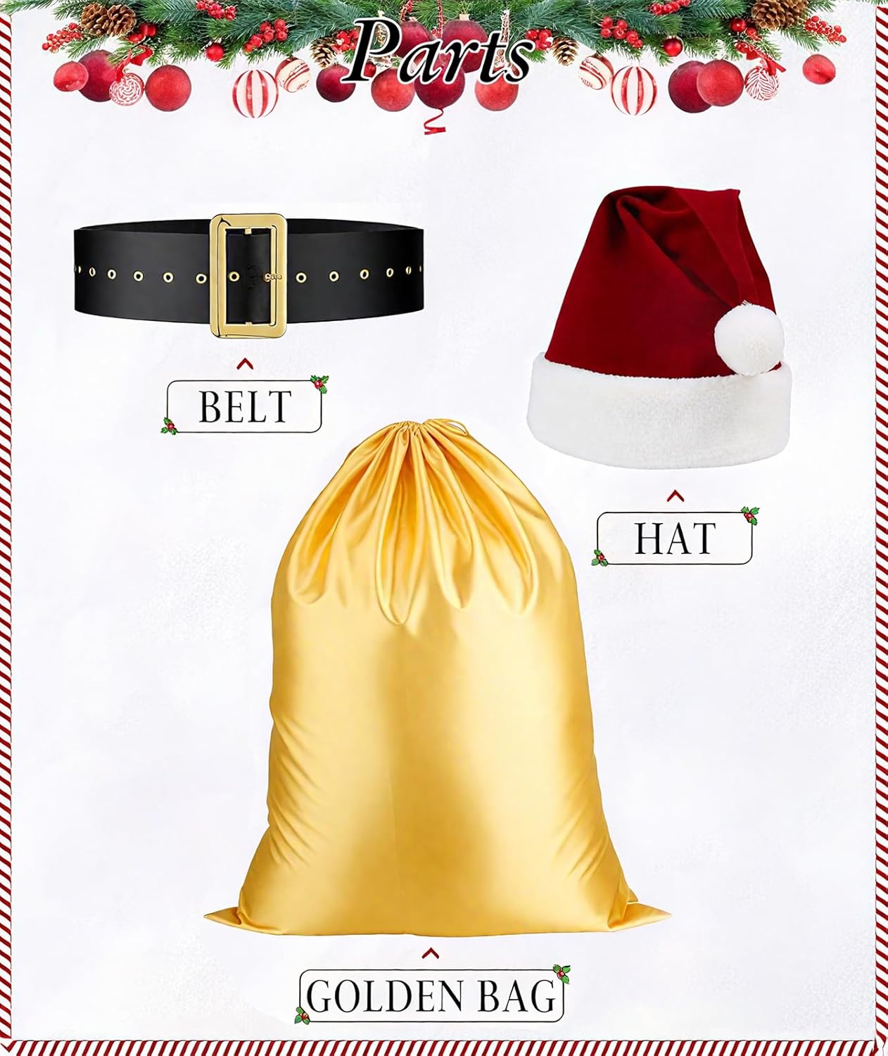 Santa Claus Costume, Halloween Costumes Adult for Men 8PCS Deluxe Funny Cosplay Santa Outfit. - Image 7