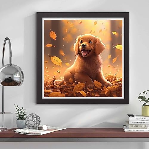 Miniatura 4 de Kaliosy Kits de arte de diamantes 5D para adultos, kit de perro dorado por números, pintura de diamantes de animales para bricolaje, taladro